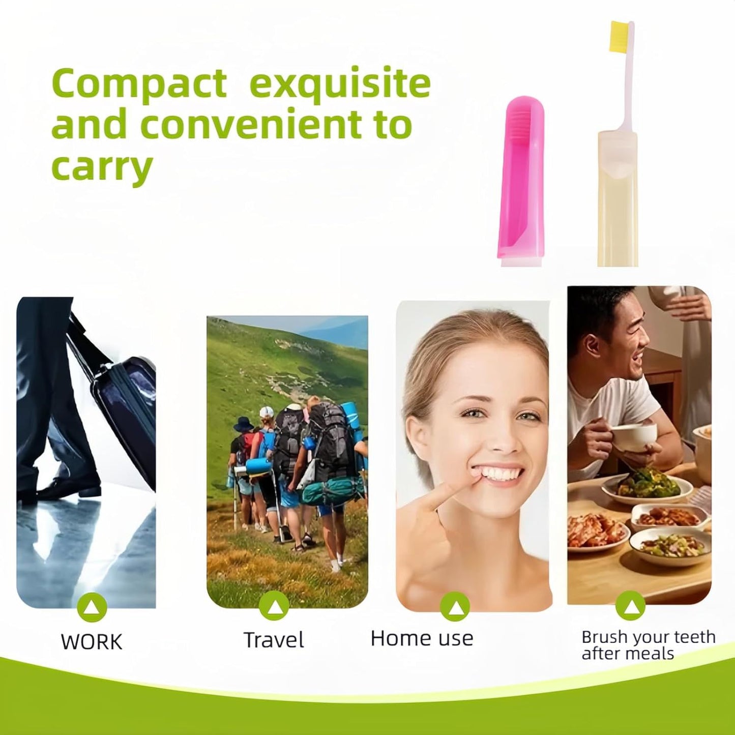 Travel Toothbrush Set for Family - 3 Mini Foldable Toothbrushes with Detachable Heads, Compact 4.53" Design, Medium Bristles, Portable for Road Trips & Air Travel(Orange/Yellow/Pink)
