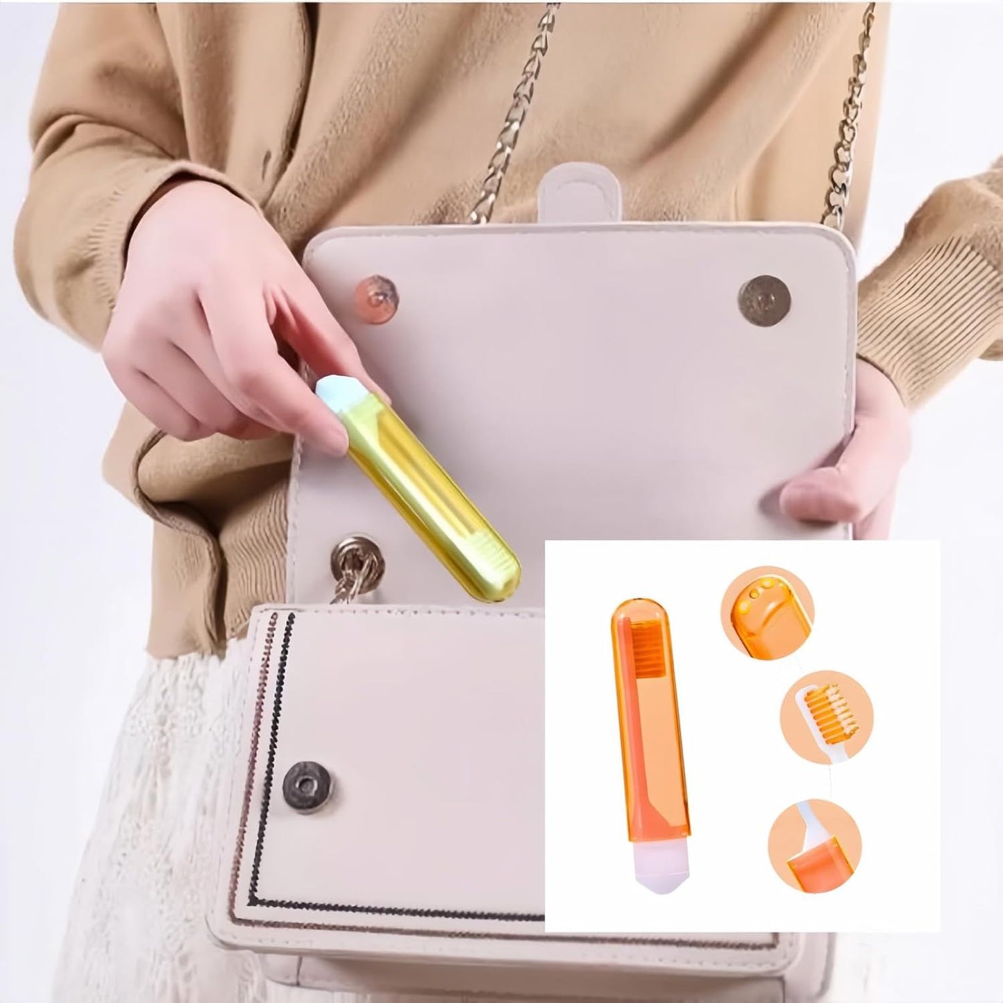 Travel Toothbrush Set for Family - 3 Mini Foldable Toothbrushes with Detachable Heads, Compact 4.53" Design, Medium Bristles, Portable for Road Trips & Air Travel(Orange/Yellow/Pink)