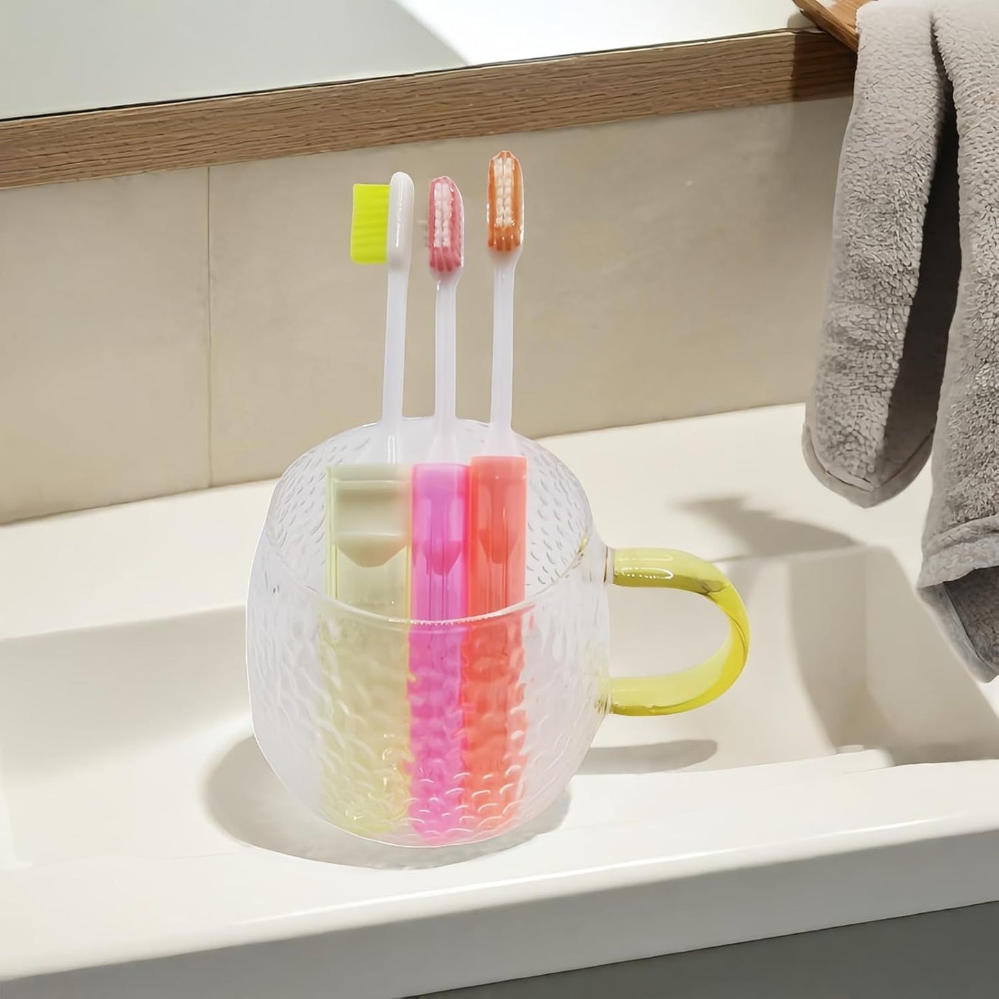 Travel Toothbrush Set for Family - 3 Mini Foldable Toothbrushes with Detachable Heads, Compact 4.53" Design, Medium Bristles, Portable for Road Trips & Air Travel(Orange/Yellow/Pink)