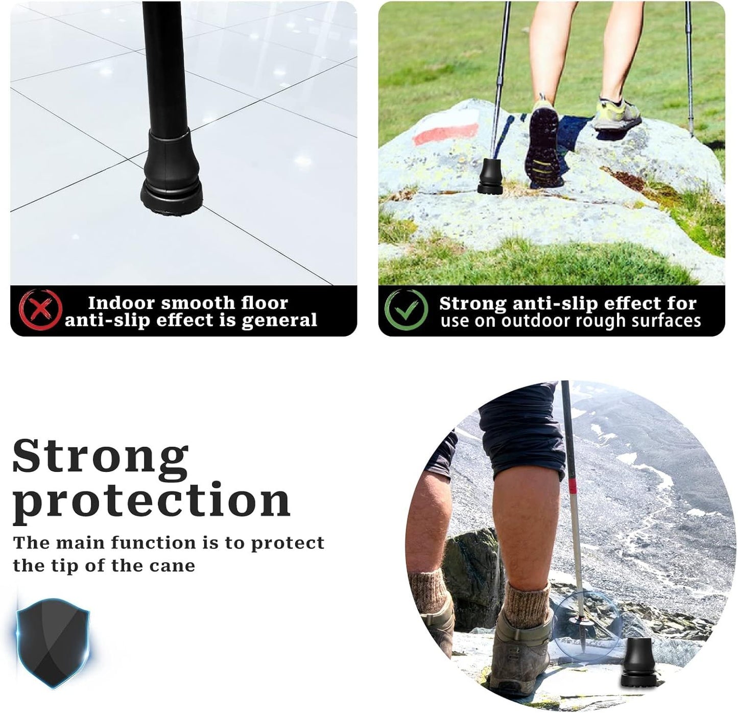 Cane Tips 5/8 inch Heavy Duty, 2 Pack Walking Cane Tips Rubber Cane Tip Replacement Rubber Tips for Canes, Crutch, Cane Foot, Walking Sticks