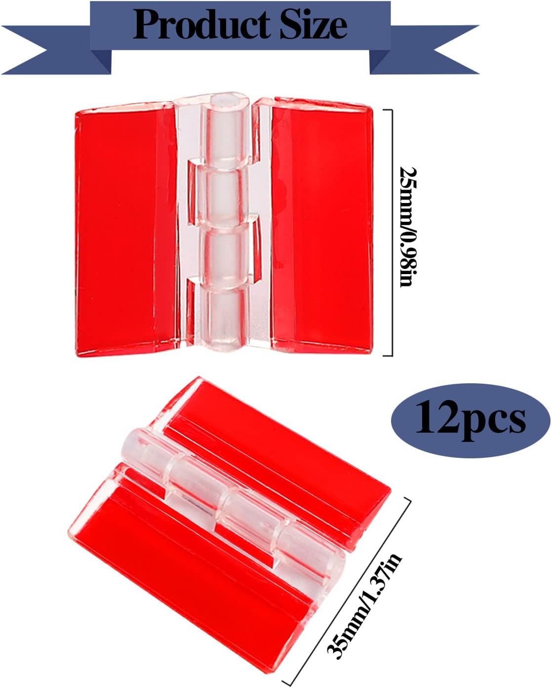 12 Pcs 35x25 mm Mini Transparent Acrylic Hinge Self-Adhesive Small Hinges Folding Hinge, Clear Plastic Hinges for Glass, Crafts, Aquarium Lid, Cabinet, Furniture, Display Stand