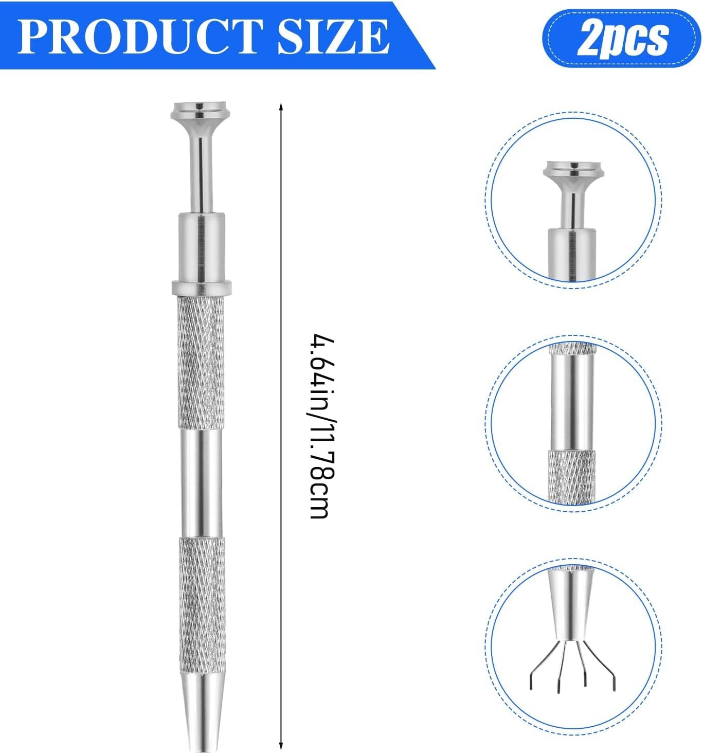 2Pcs 4 Prongs Jeweler's Pick Up Tool 4 Prong Diamond Claw Tweezers Pearl Grabber Pick Up Tool Piercing Ball Grabber for Tiny Objects Ic Chips Electronic Components