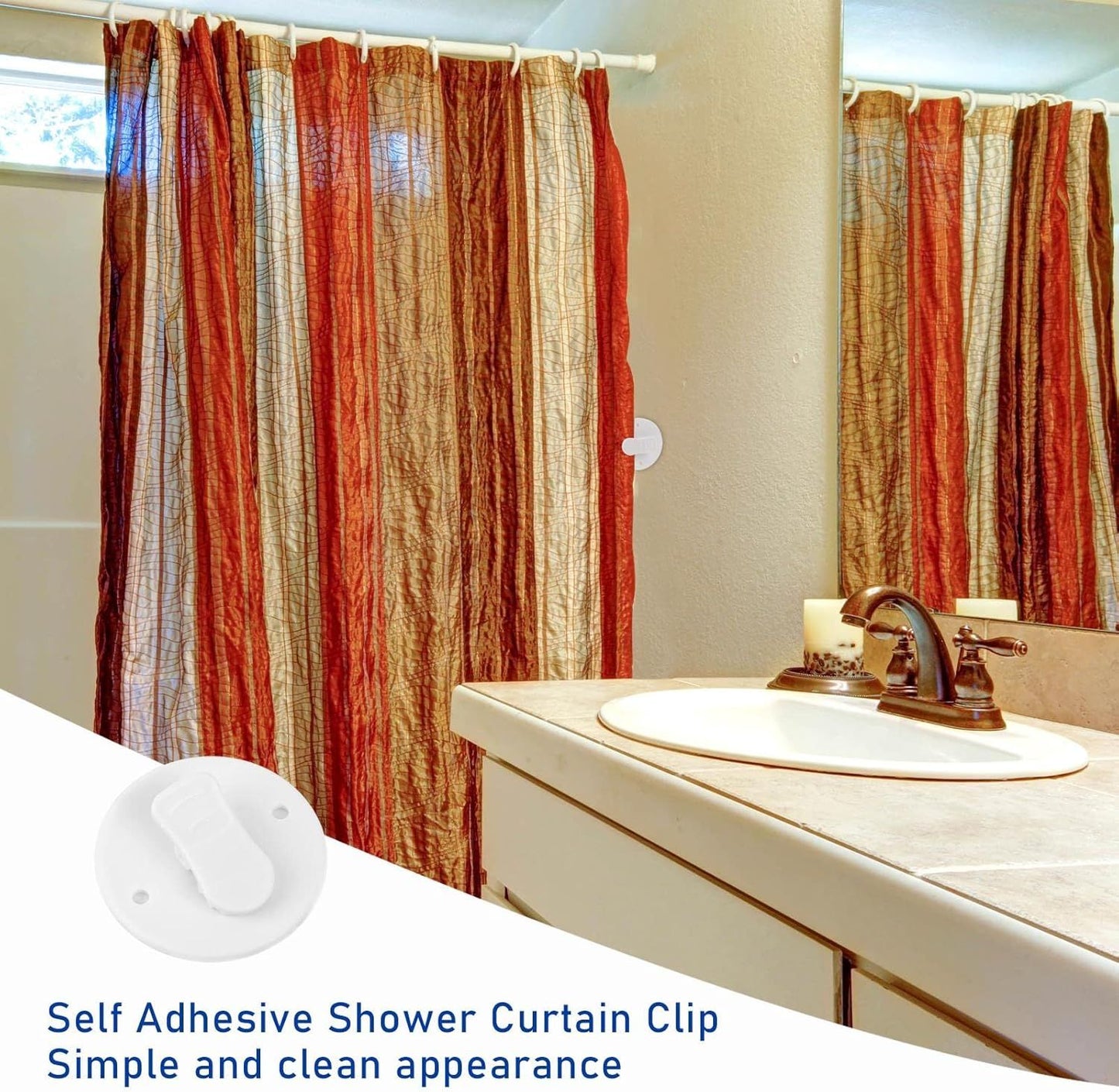 4Pcs Shower Curtain Clips Shower Splash Guard Holder Clear Self Adhesive Windproof Splash Clips Bathroom Curtain Weight Clip for Home