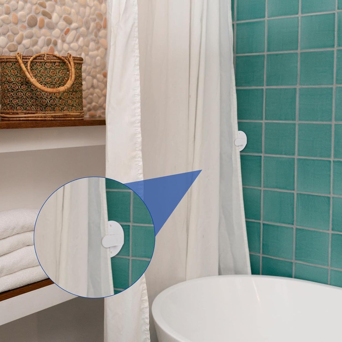 4Pcs Shower Curtain Clips Shower Splash Guard Holder Clear Self Adhesive Windproof Splash Clips Bathroom Curtain Weight Clip for Home