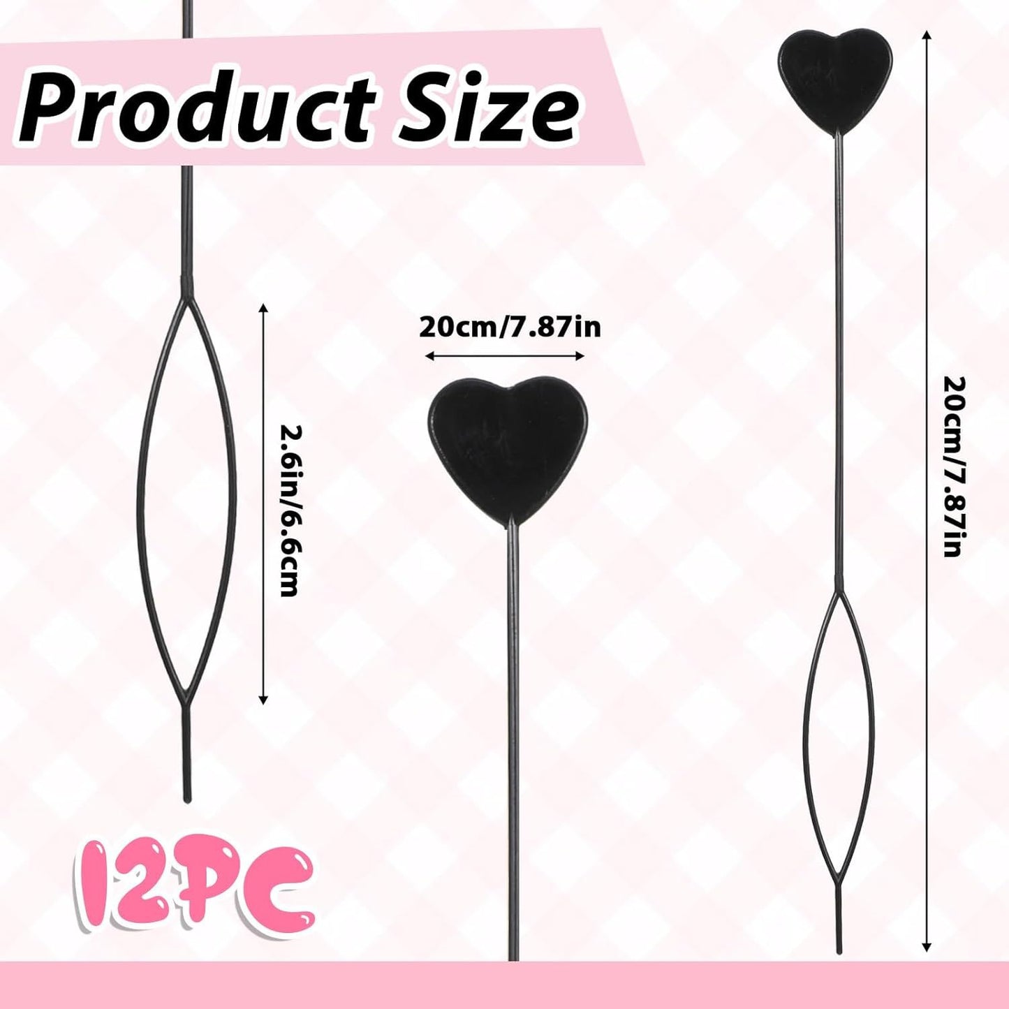 12 PCS Quick Hair Beader Tool, Black Beaders for Braids, For Girls Women Ponytail Hair Styling Braiding Accessories Supplies