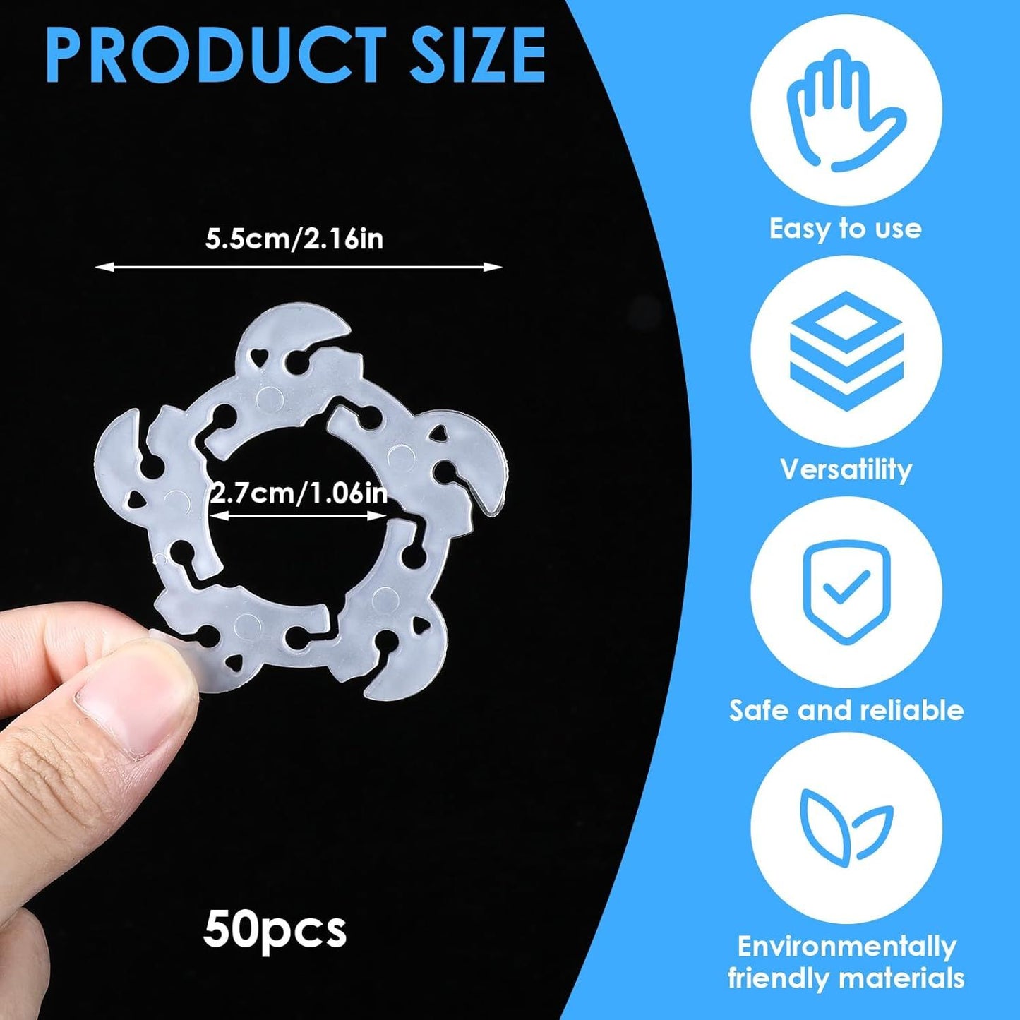50 Pcs Reusable Balloon Arch Clips, Plastic Balloon Arch Connectors, Garland Holders for Decorating Connector, Balloons Stand Clips for Birthday Wedding (Diameter 2.2 Inch)
