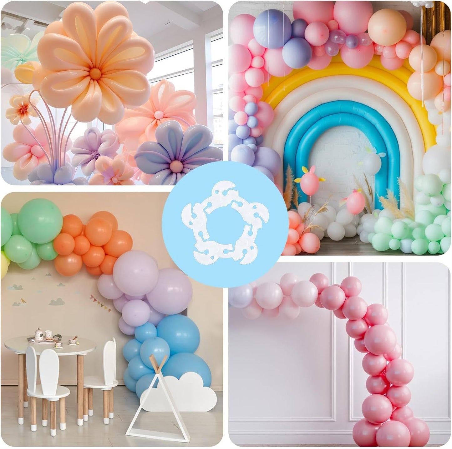 50 Pcs Reusable Balloon Arch Clips, Plastic Balloon Arch Connectors, Garland Holders for Decorating Connector, Balloons Stand Clips for Birthday Wedding (Diameter 2.2 Inch)