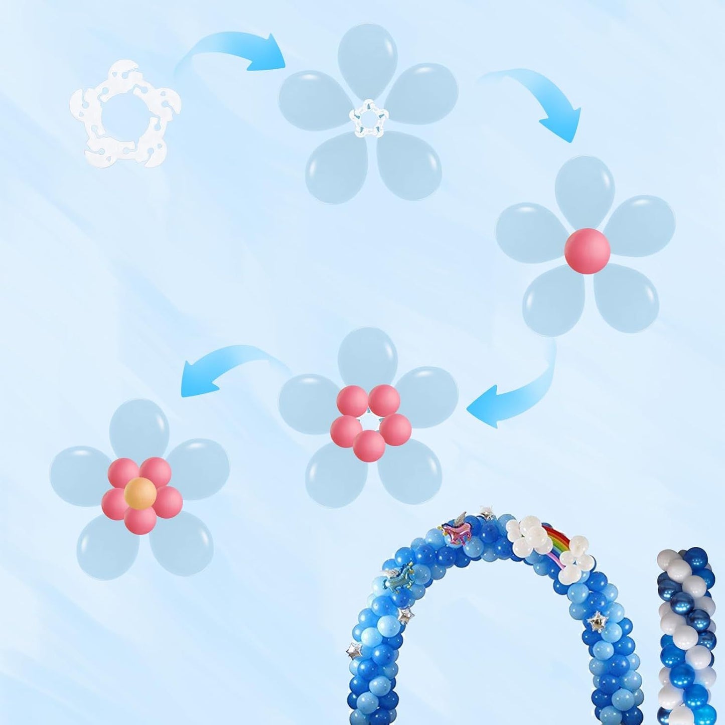 50 Pcs Reusable Balloon Arch Clips, Plastic Balloon Arch Connectors, Garland Holders for Decorating Connector, Balloons Stand Clips for Birthday Wedding (Diameter 2.2 Inch)