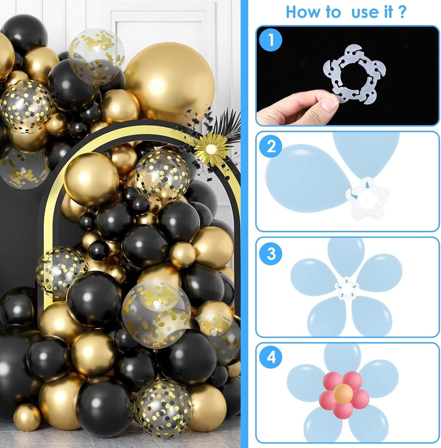 50 Pcs Reusable Balloon Arch Clips, Plastic Balloon Arch Connectors, Garland Holders for Decorating Connector, Balloons Stand Clips for Birthday Wedding (Diameter 2.2 Inch)