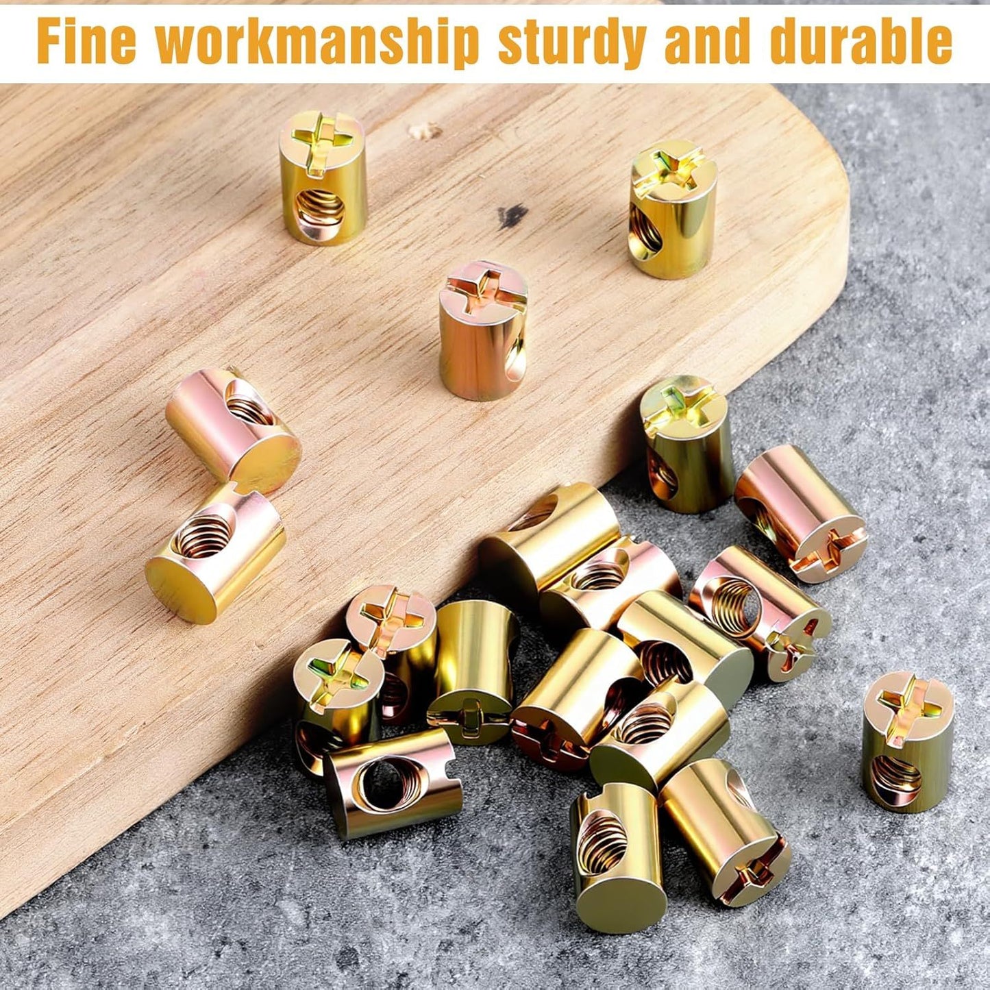 10 PCS M6 Barrel Nut, Slotted Barrel Cross Dowel Nut, Replacement Cross Dowels Barrel Nuts for Furniture Bed Crib and Chairs Hardware Replacement