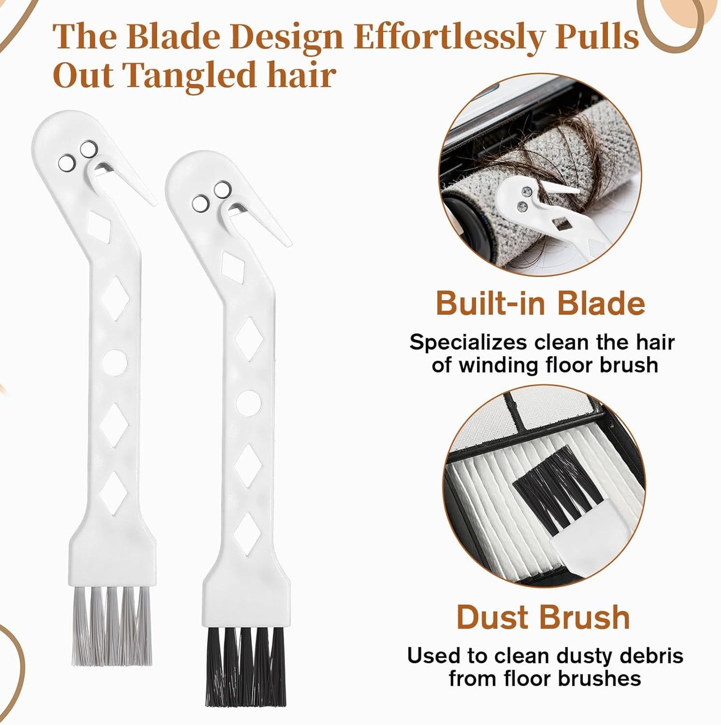 4 PCS Handheld Vacuum Cleaner Brush, Universal Dust Brush, 2 in 1 Vacuum Roller Cleaning Tool for Sweeping Robot
