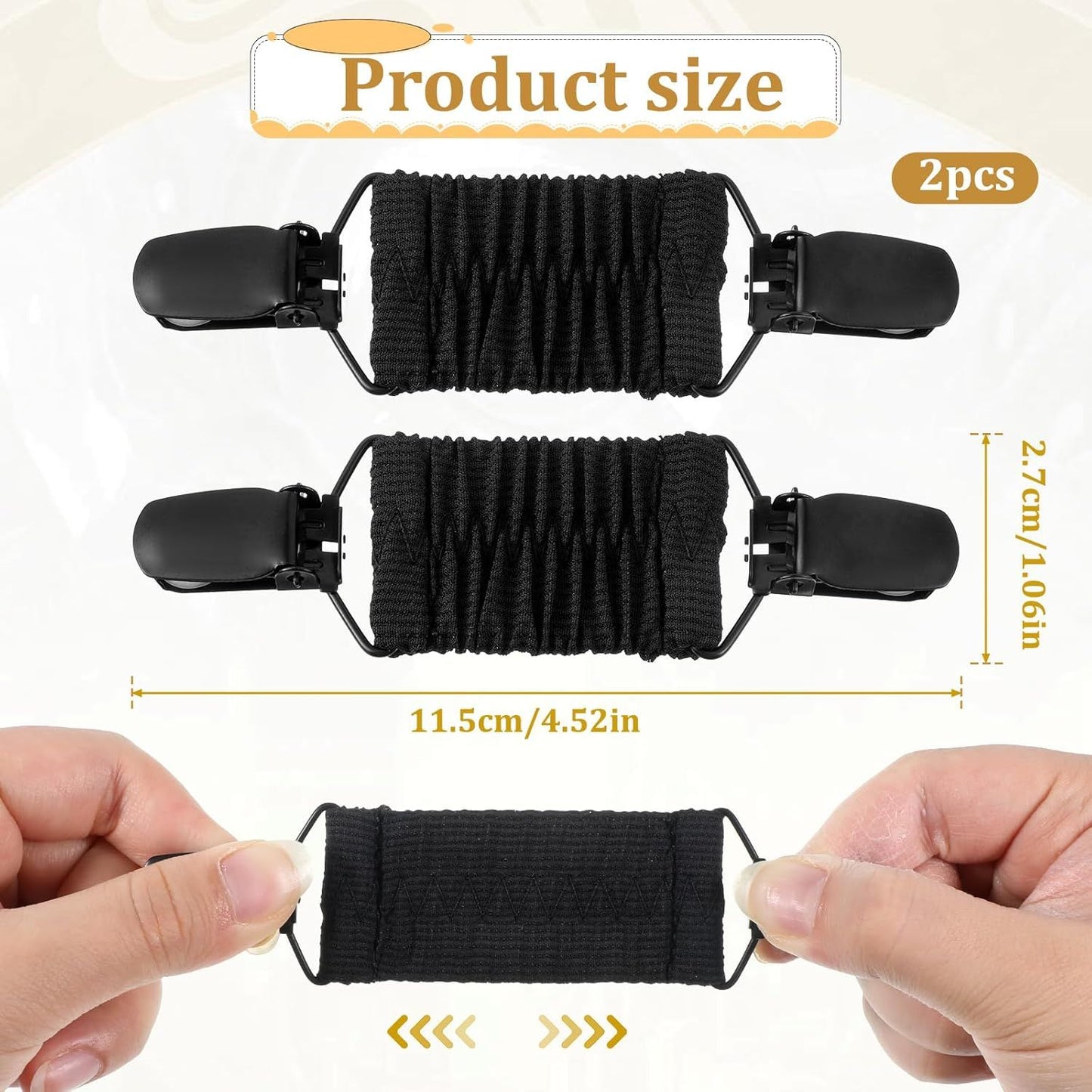 2Pcs Dress Clips Back Cinch, Elastic Waist Cincher Clip for Tightening Clothes, Collar Clips for Shawls, Cardigan