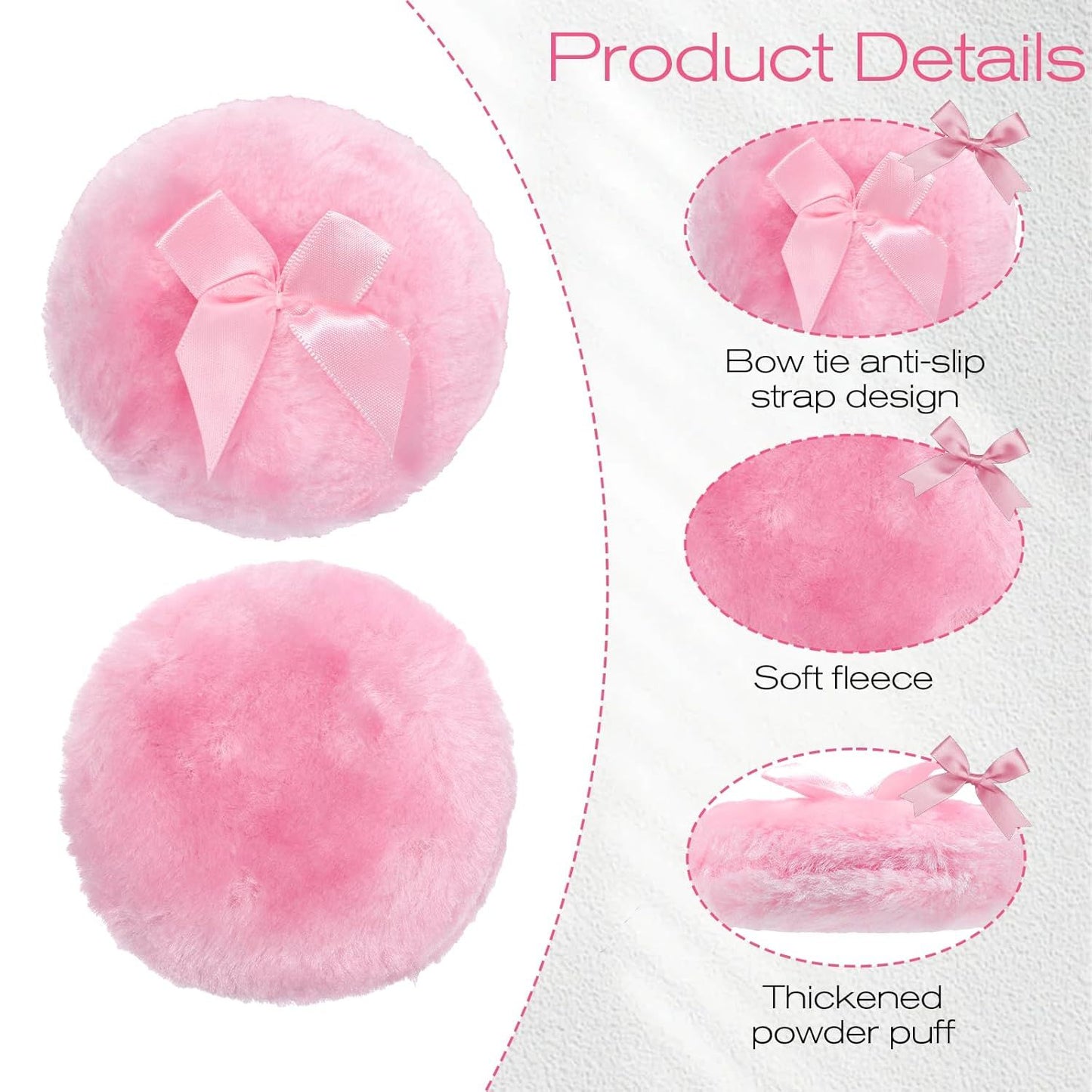 4 PCS Large Fluffy Body Powder Puff, Soft Powder Puff for Body Face, 4 Colors Washable Reusable Makeup Puffs