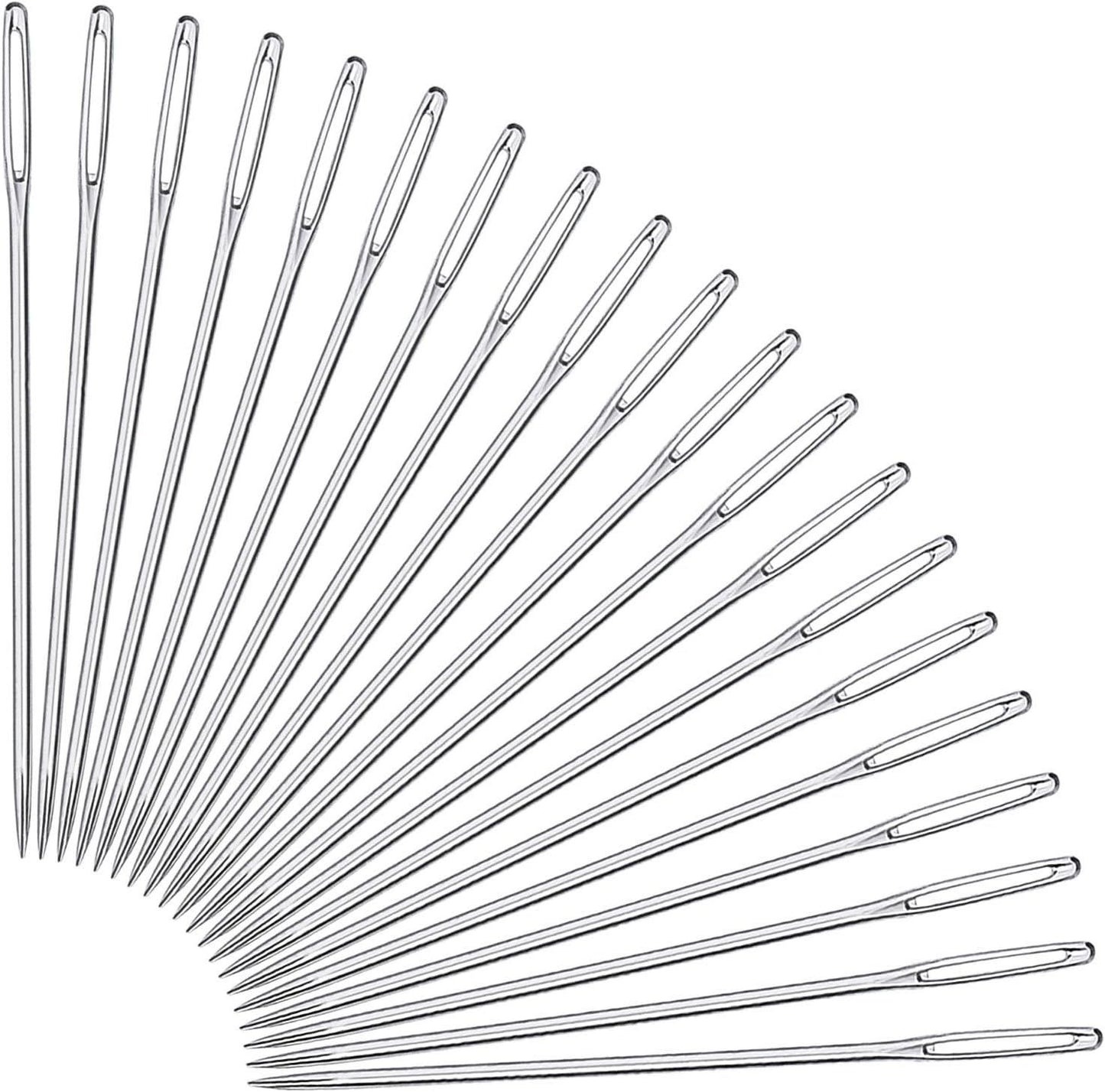 Large-Eye Stitching Needles for Leather Projects with Clear Bottle, 20 Pack