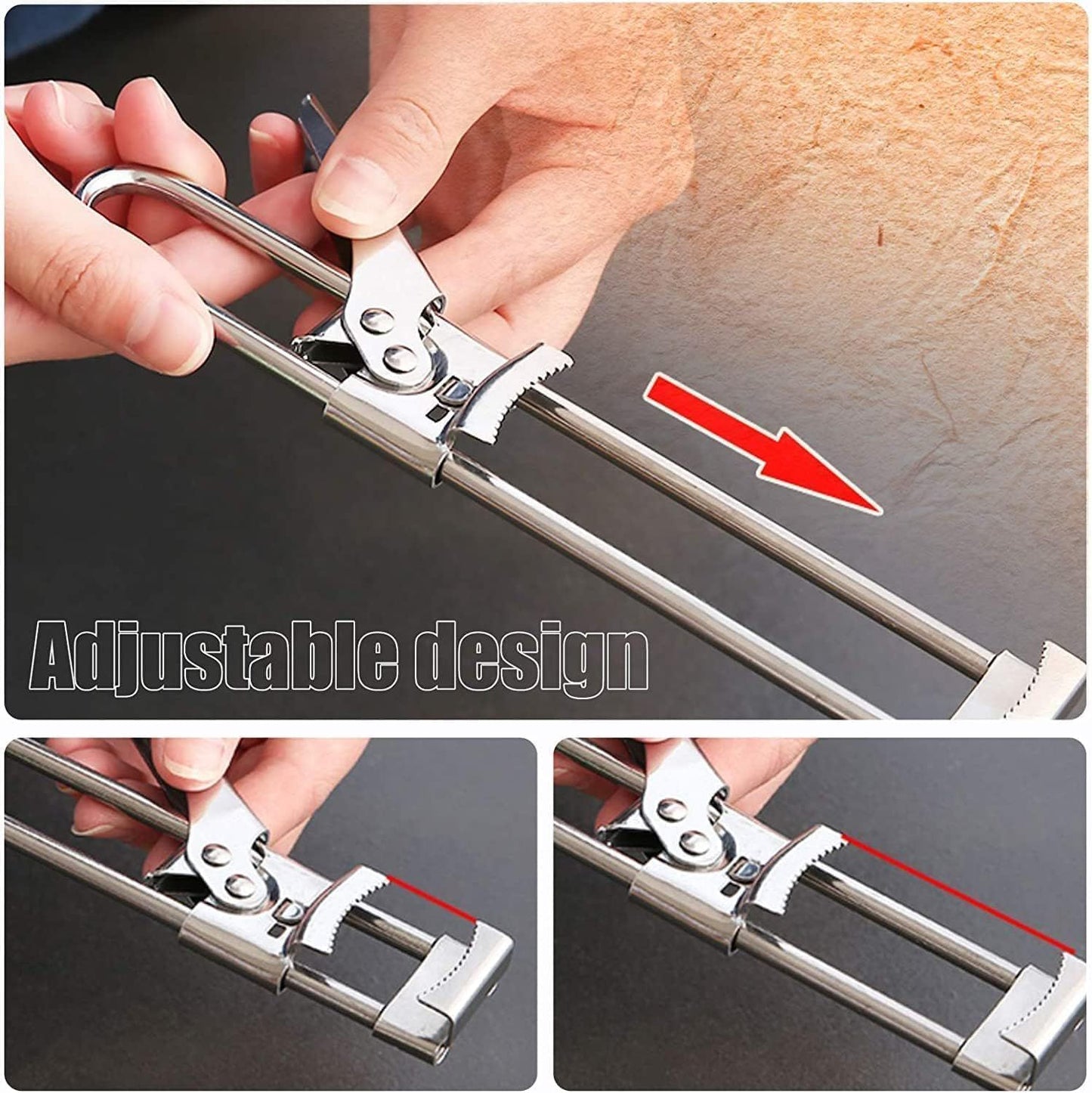 1PC Adjustable Stainless Steel Jar Opener Professional Jam Jar Bottle Opener, Manual Lids Remover Kitchen Accessories Gadgets Can Opener for Seniors Weak Hands Jar Openers