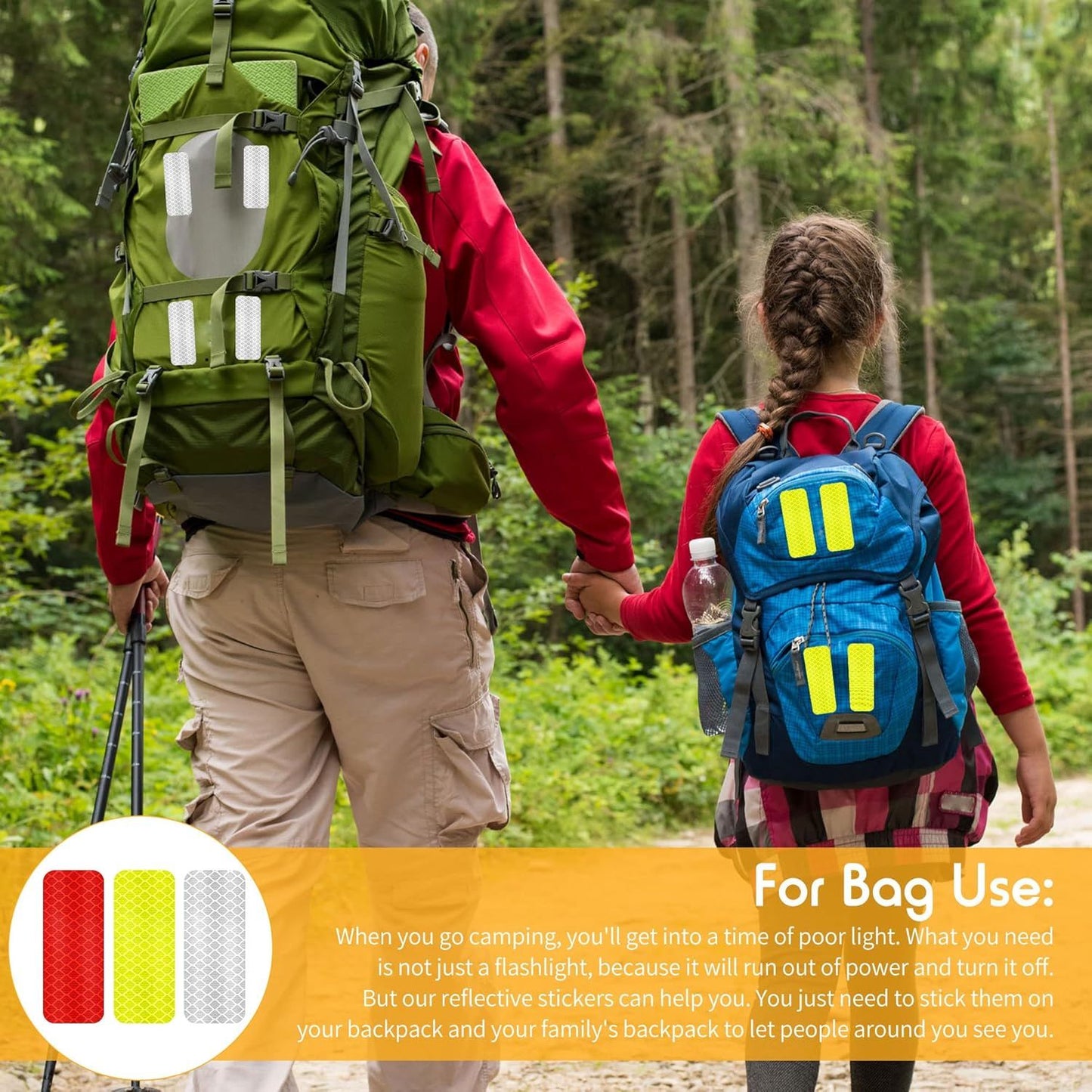 Warning Reflective Stickers Safety Night Visibility Adhesive Stickers Waterproof Reflective Tape Decal for Vehicle Motorcycle Bicycle, 1.18 x 3.25 Inch(24 Pieces)