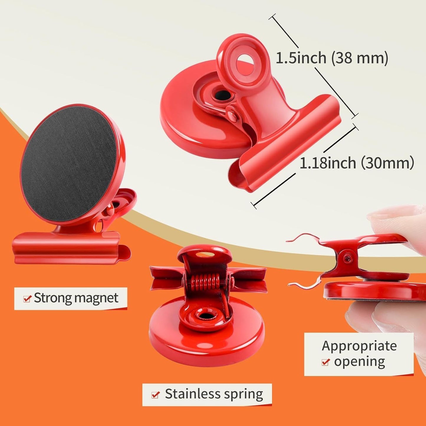 6 Pack Fridge Magnets Refrigerator Magnets, Magnetic Clips for Whiteboard, Magnet Clips for Kitchen Office Organizing & Decorating