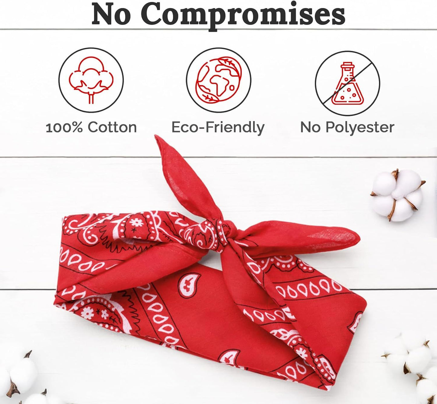 100% Cotton & Natural Fibers Bandana Scarf - Soft, Durable, Machine Washable – Unisex for Men & Women