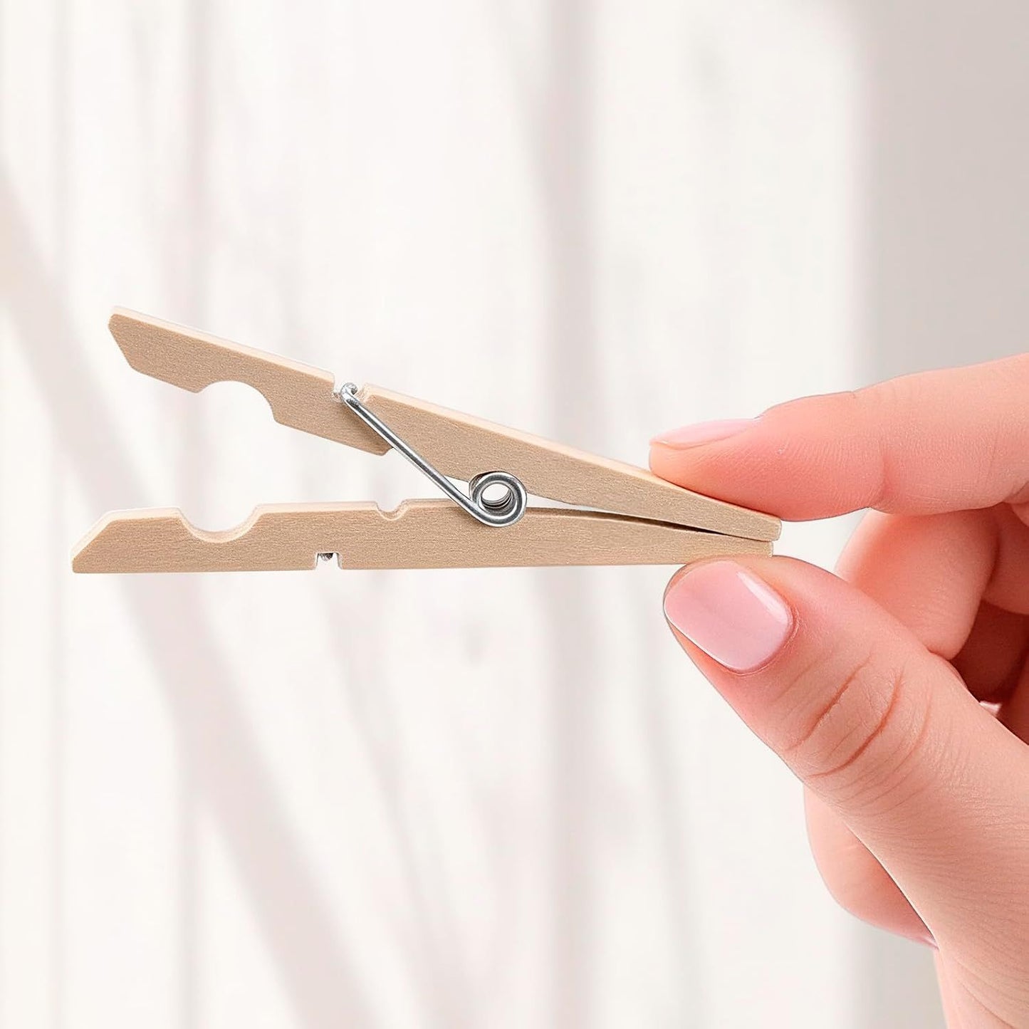 Clothes Pins Wooden – 50 Pack Wooden Clothespins 2.9 Inch with Rust-Resistant Coil, Natural Wood Clips for Laundry, Hanging Clothes, Crafts & DIY