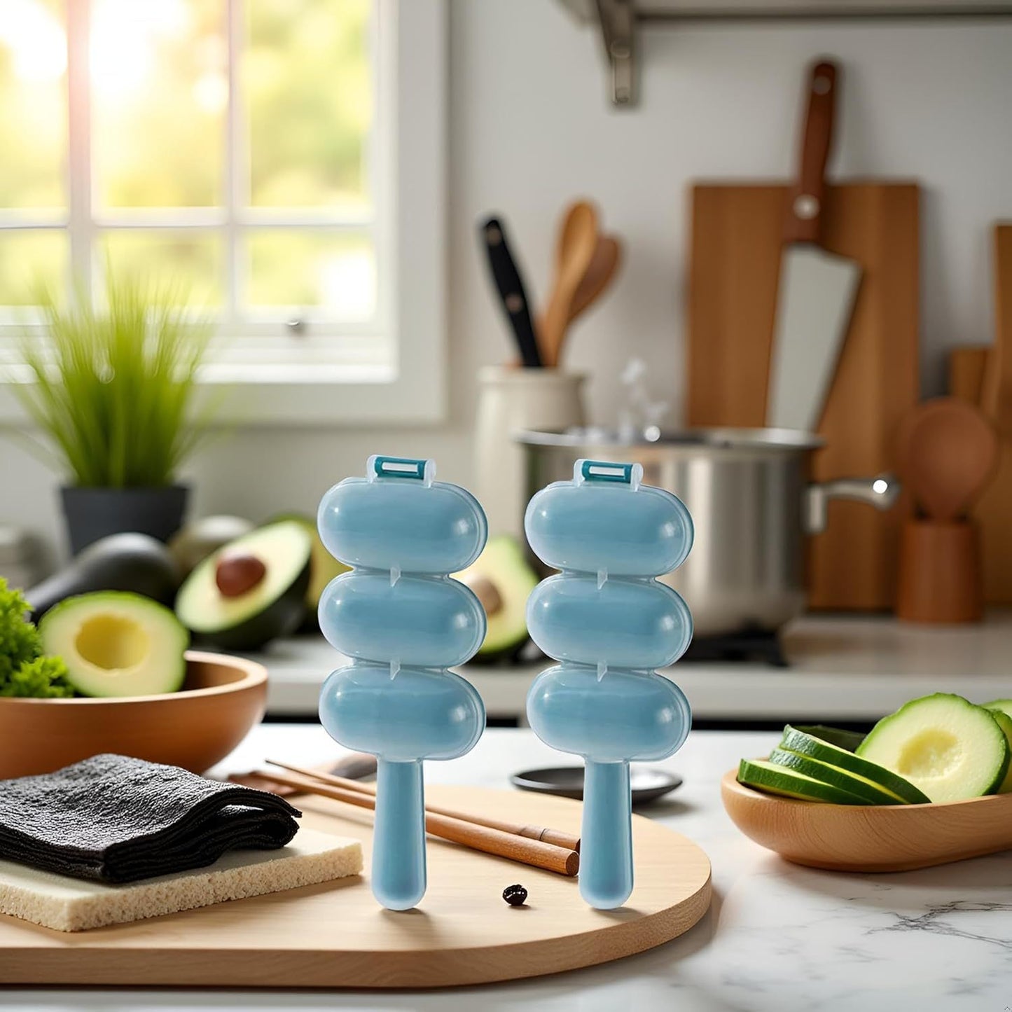 2 Pcs Blue Rice Ball Maker Shake Lunch Maker Mould Rice Ball Shaker Rice Ball Mold Rice Ball Shaped Kitchen Tools Home DIY Making Kit Sushi Plates, DIY Sushi Shake Rice Ball Molds