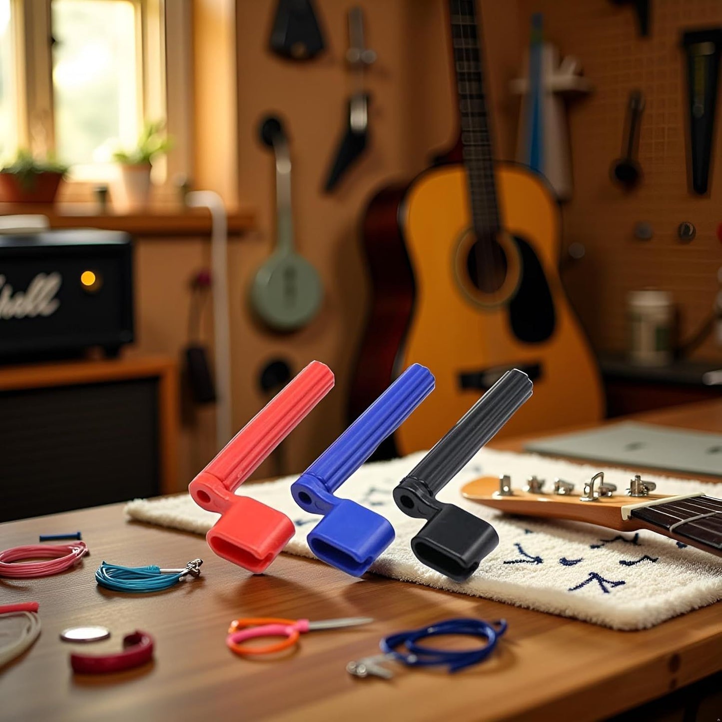 3 Pcs Random color Guitar String Winder, 2 in 1 Guitar String Tool Bridge Pin Remover Speed Peg Puller Winder Tool for Acoustic Electric Guitar Bass Ukulele, Instrument Accessories