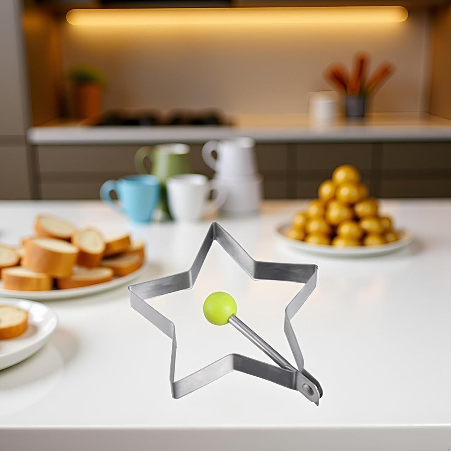 Star Egg Mold Shaper - Non Stick Pancake Deep Egg, Stainless Steel Frying Egg Rings, Mould Cookies Maker Baking Shaper Kitchen Gadget, Egg Patty Maker Rings For Sandwich Fritters Crumpets