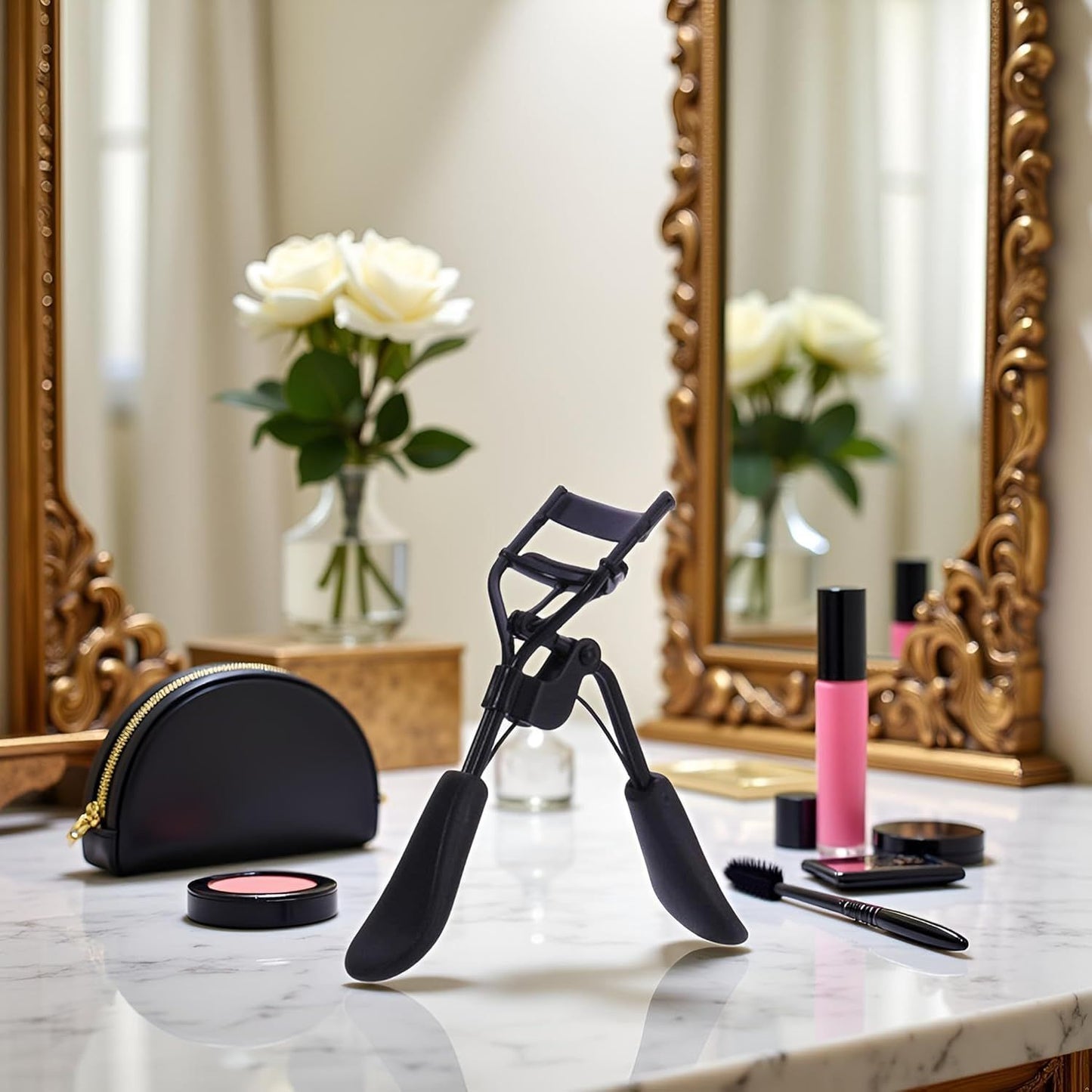 Black Portable Eyelash Curler - Crimps and Curls Lashes for Perfect,Portable Eyelash Curler Maker Eye Lashes Clip Women Beauty Cosmetic Tool Gift,Makeup Brushes and Tools