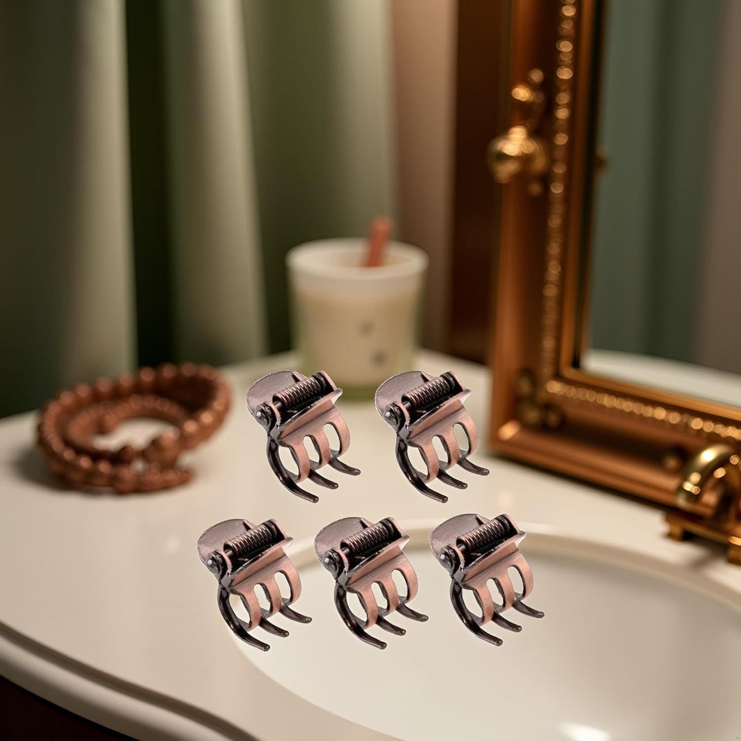 5PCS Mini Metal Hair Claw Clips for Women,Mini Metal Hair Claw Clips,Bronze Clamp Side Bangs Clip Hair Styling Tool Hairpins Hair Accessories for Women
