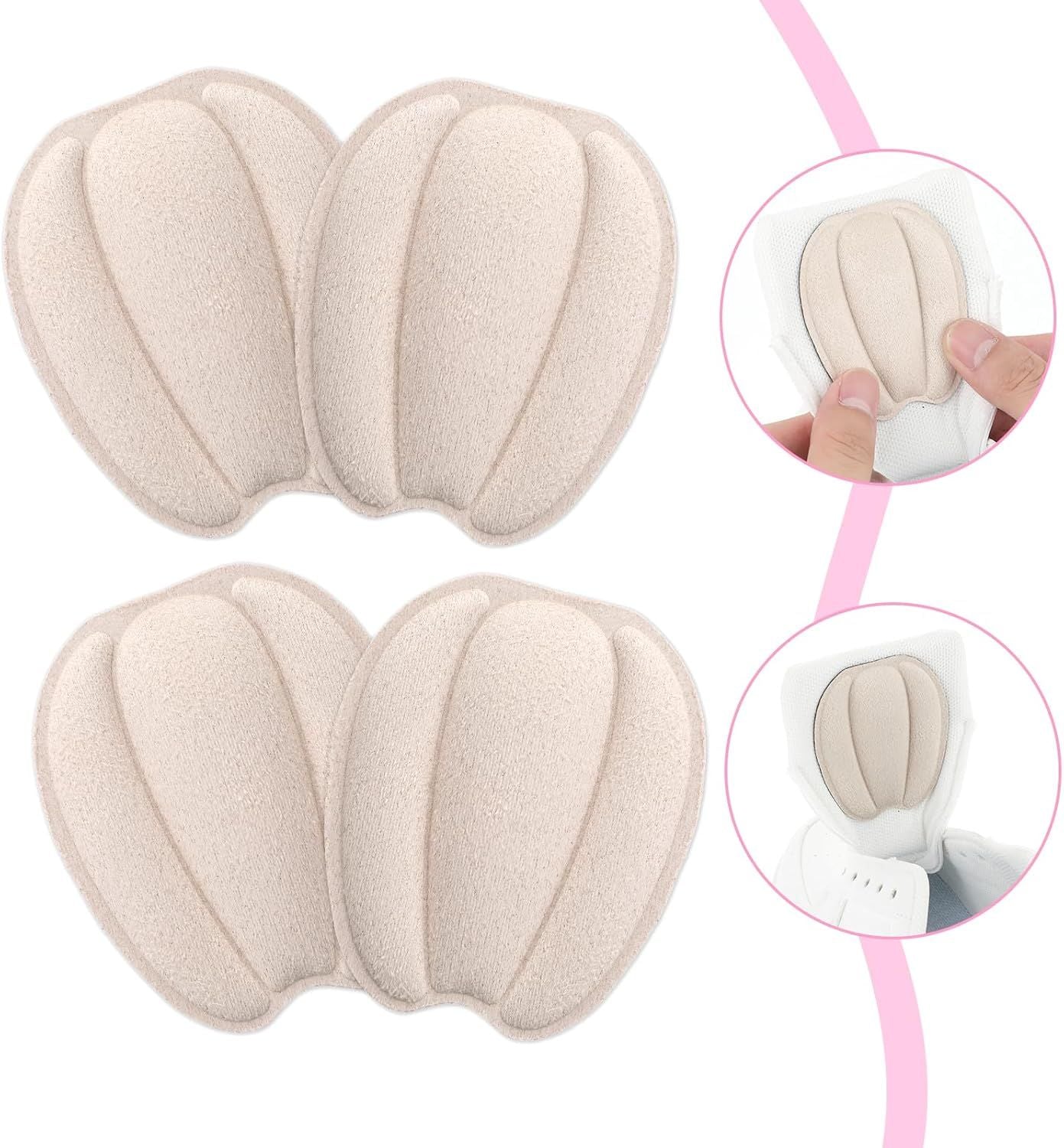 3 Pairs Tongue Pads for Shoe Too Big, Non Slip Tongue Cushion Insert for Loose Shoe Size Reducer Heel Pads Grips Cushion Inserts Replacement Shoes Filler for Men Women (Beige)