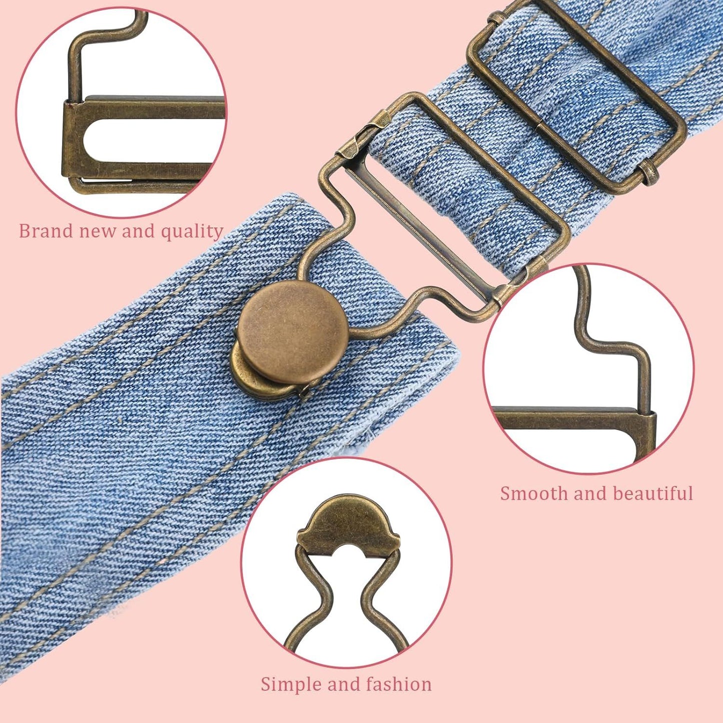 6 Sets Overalls Buckles, 1.25 inch Metal Overall Replacement Clasp Clips with Adjustable Tri Glide Slide Buckle and Buttons, DIY Button No-Sew Accessories for Overall Bib Pants Trousers Jeans Jacket