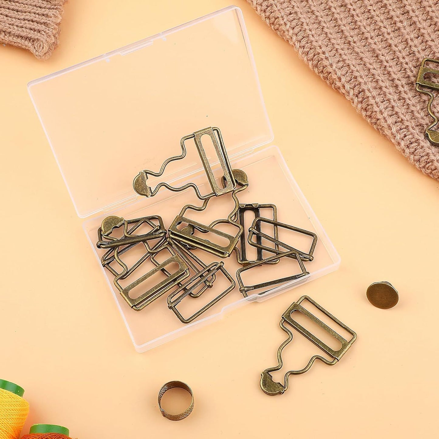 6 Sets Overalls Buckles, 1.25 inch Metal Overall Replacement Clasp Clips with Adjustable Tri Glide Slide Buckle and Buttons, DIY Button No-Sew Accessories for Overall Bib Pants Trousers Jeans Jacket