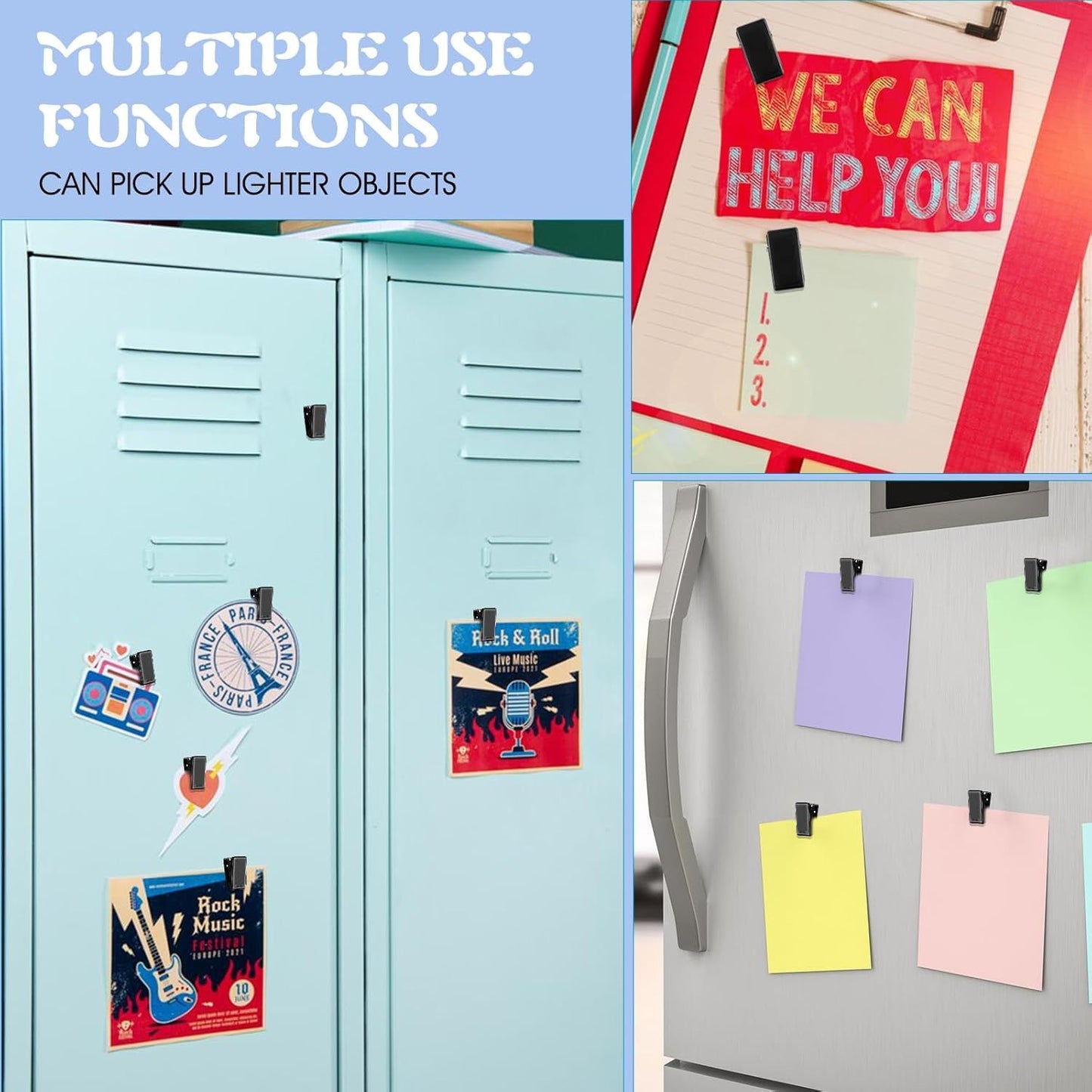15 Pcs Self Adhesive Tapestry Clips - Double-Sided Adhesive Spring Clips for Blanket, Poster, Clothing, Wall Flag (Black)