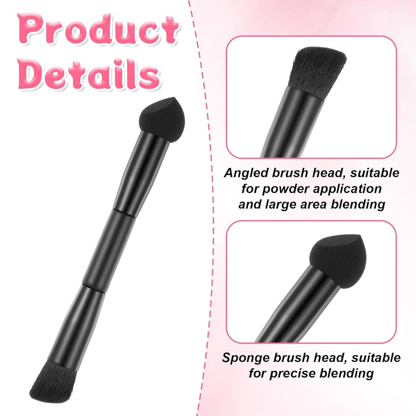 2 Pcs Dual Ended Hairline Brushes, Hairline Concealer Brush Set with Sponge Tip and Soft Bristles for Covering Hair Root Travel Makeup Brush Set for Concealer, Contour, Root Touch Up