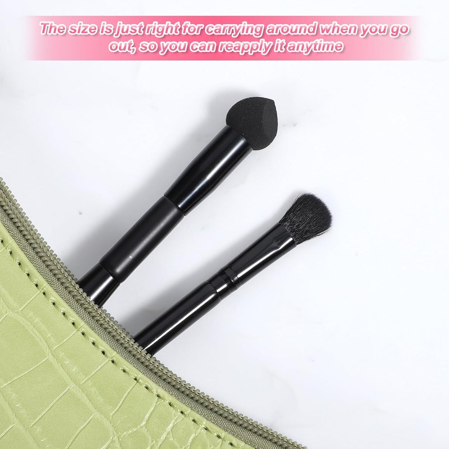 2 Pcs Dual Ended Hairline Brushes, Hairline Concealer Brush Set with Sponge Tip and Soft Bristles for Covering Hair Root Travel Makeup Brush Set for Concealer, Contour, Root Touch Up
