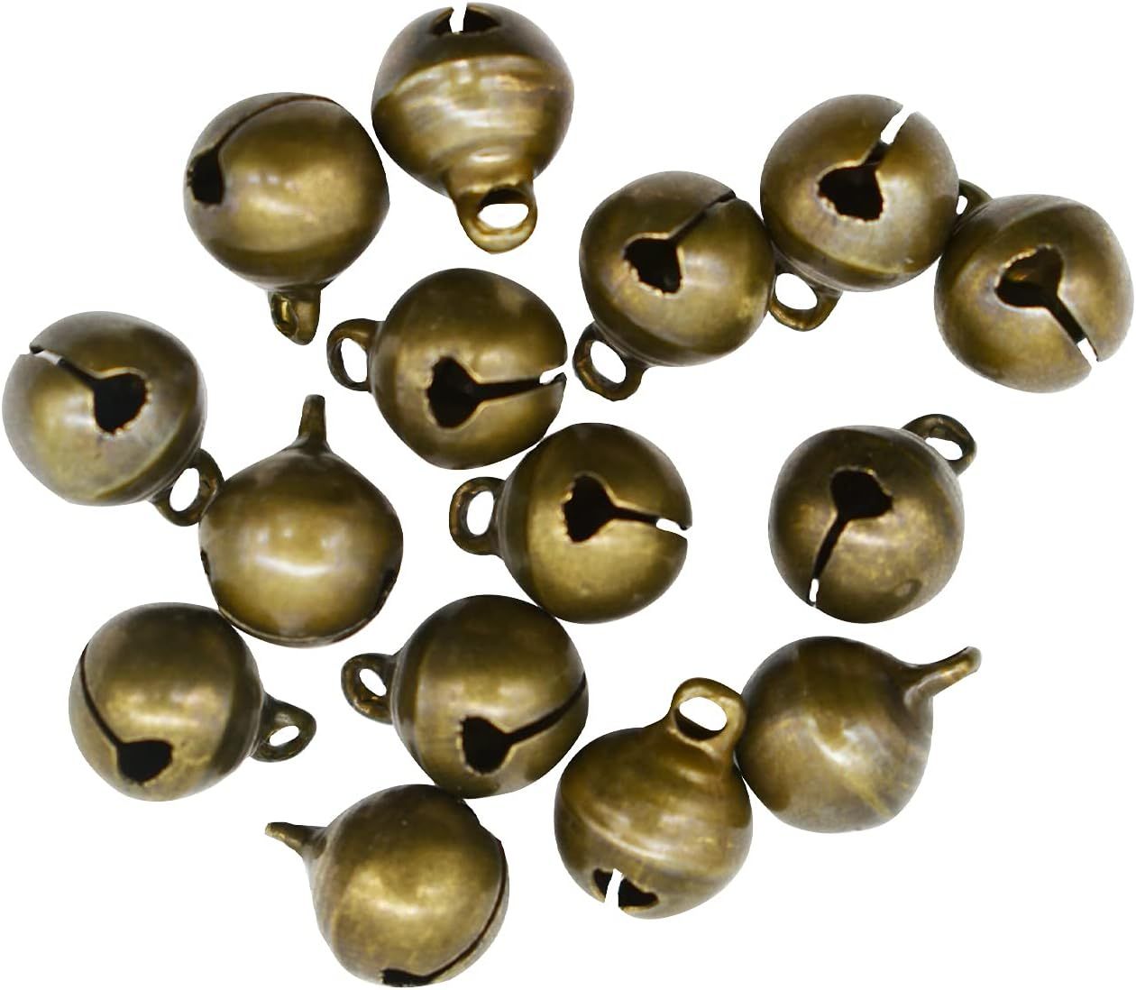 100 PCS Small Jingle Bell 1/2 inches Vintage Bronze Mini 10mm Alloy Beads DIY for Christmas Jewelry Findings Sewing Wedding Doors Crafts