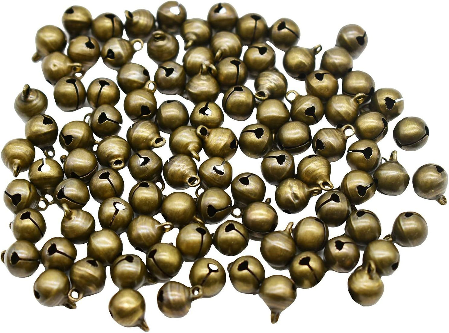 100 PCS Small Jingle Bell 1/2 inches Vintage Bronze Mini 10mm Alloy Beads DIY for Christmas Jewelry Findings Sewing Wedding Doors Crafts