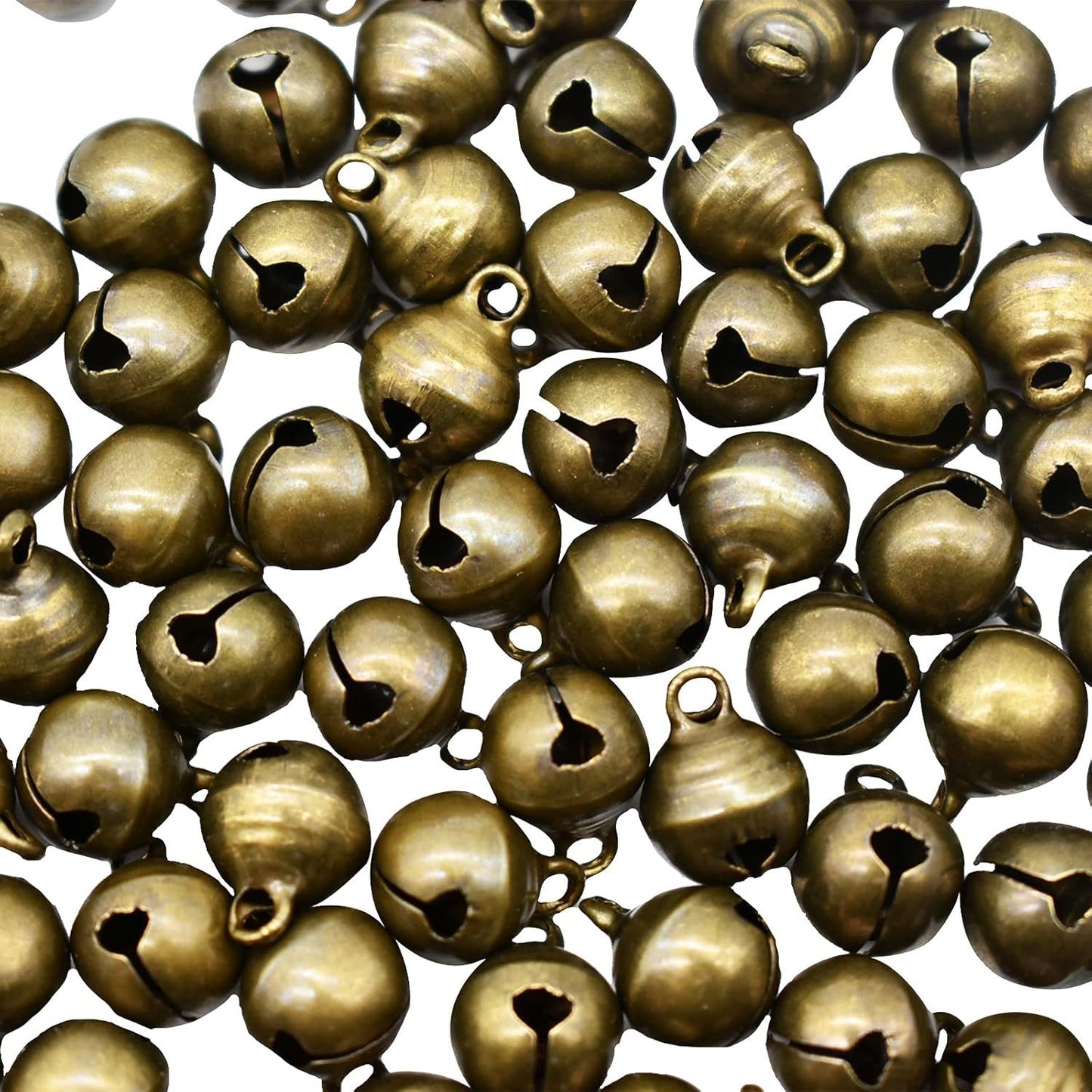100 PCS Small Jingle Bell 1/2 inches Vintage Bronze Mini 10mm Alloy Beads DIY for Christmas Jewelry Findings Sewing Wedding Doors Crafts