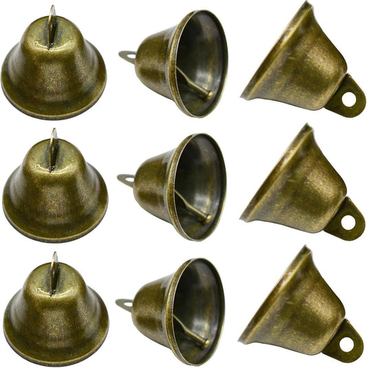 10 PCS Small Jingle Bells Bronze Vintage Mini (1.7"X 1.5") for Dog Potty Training,Dog Door Bell,Wedding, Dog Collar,Christmas Hallowmas Decoration