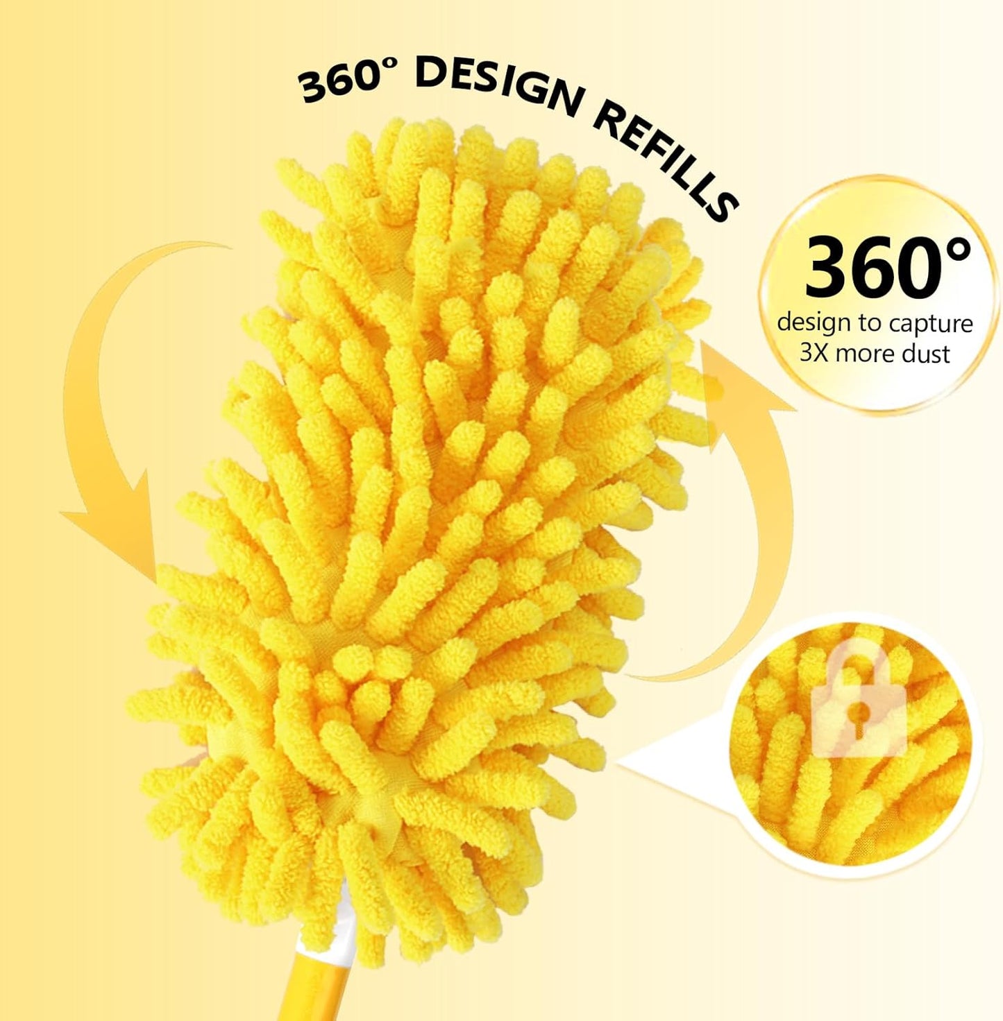 Reusable Duster Refill Compatible with Swiffer Hand Duster - 360 Heavy Duty Dusters Refills - Microfiber Ceiling Fan Duster for Swiffer Dusters Extended Handle, 4 Pack(Handle is Not Included)