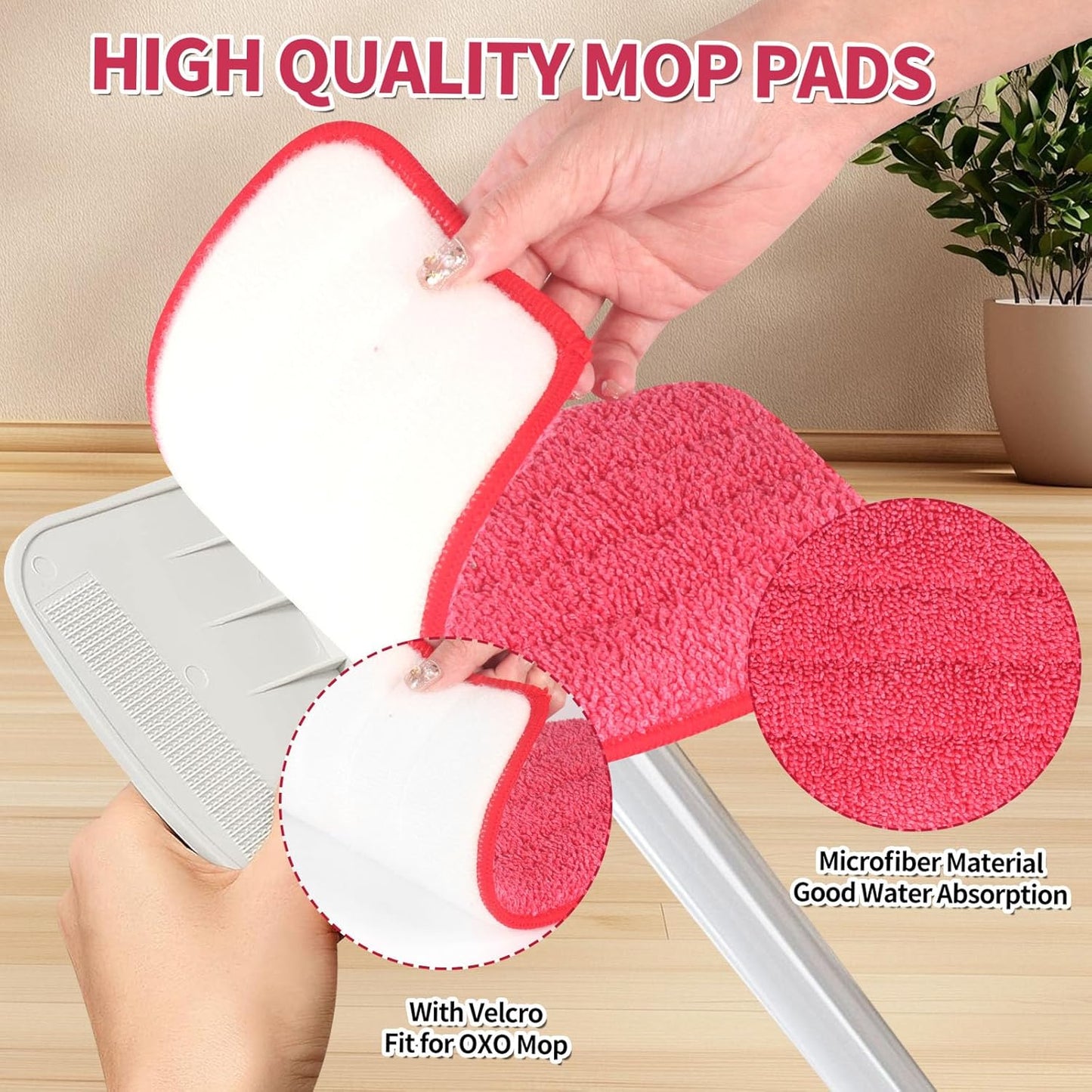 Mop Replacement Pads Compatible with OXO Good Grips Spray Mop - Reusable Microfiber Pad Refill for Floor Cleaning, 4 Pack (Mop is Not Included)