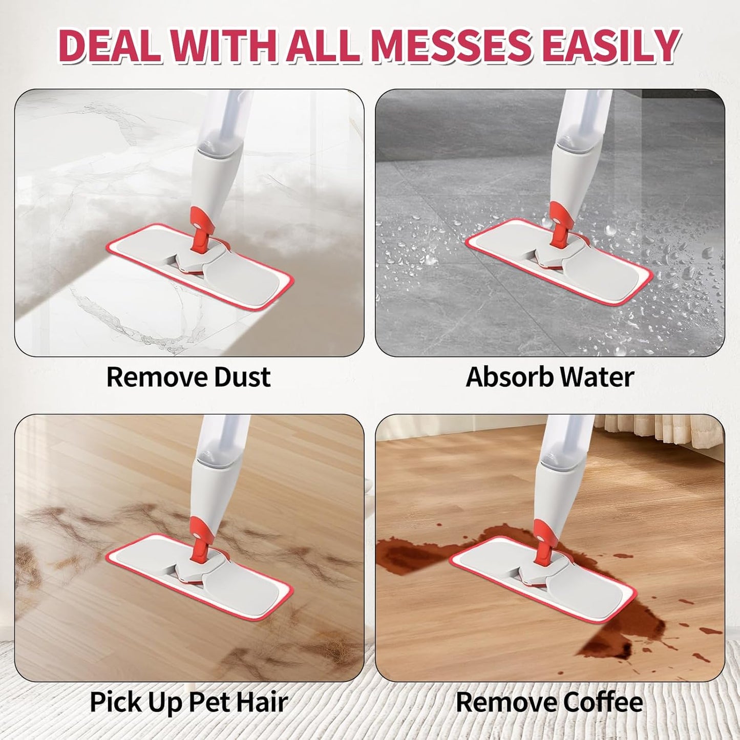 Mop Replacement Pads Compatible with OXO Good Grips Spray Mop - Reusable Microfiber Pad Refill for Floor Cleaning, 4 Pack (Mop is Not Included)