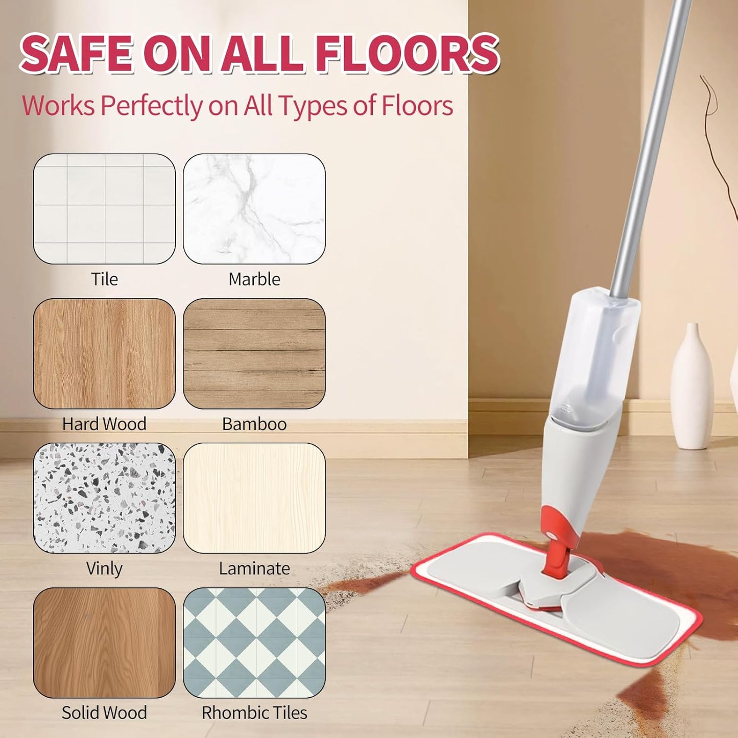 Mop Replacement Pads Compatible with OXO Good Grips Spray Mop - Reusable Microfiber Pad Refill for Floor Cleaning, 4 Pack (Mop is Not Included)