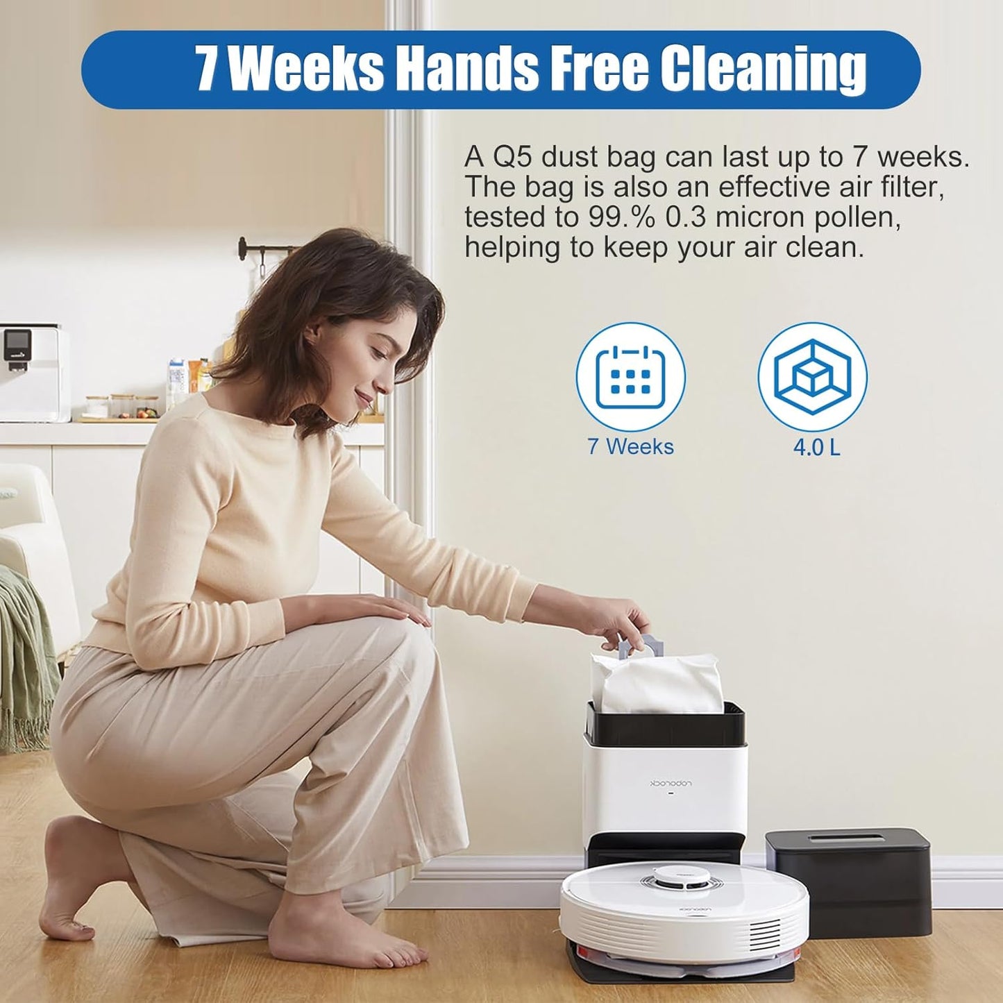 12 Pack Dust Bags for Roborock S8 Pro Ultra, S8+, Q7 Max+, Q8 Max+, Q5 Max+, Q5+, Q5 Pro+, Q7, Q7+, Q7 Max+, S7 MaxV Ultra,S7 Max Ultra Vacuum Cleaner Replacement Disposable Dust Bags- 4L