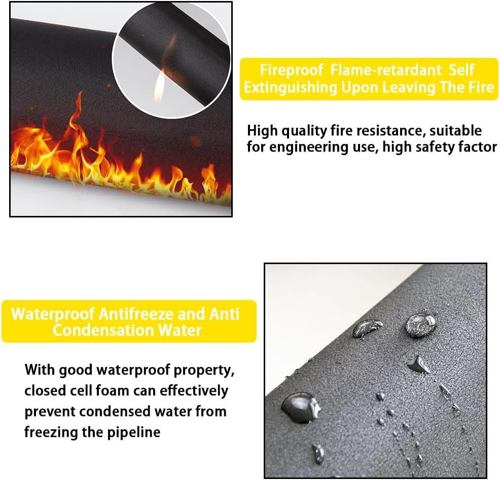 Pipe Insulation Foam Tube, 3/8"(9mm) ID Wall Thickness 3/8" Length 6FT, Black Foam Tubing for Guitar Stands,Machine Handle＆Roof Rack