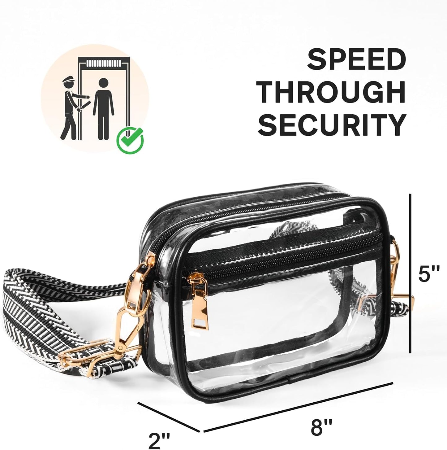 Clear Crossbody Bag Stadium Approved, Clear Purses for Women, Small Stadium Bag for Events Concerts Sports Fans