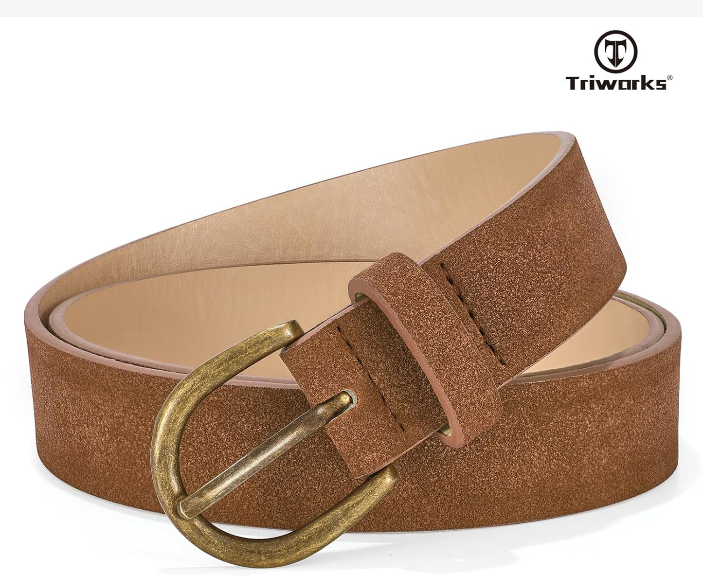Women Suede Leather Belt for Jeans Vintage Leather belt for Pants Ladies Waist Belts with Bronze Buckle