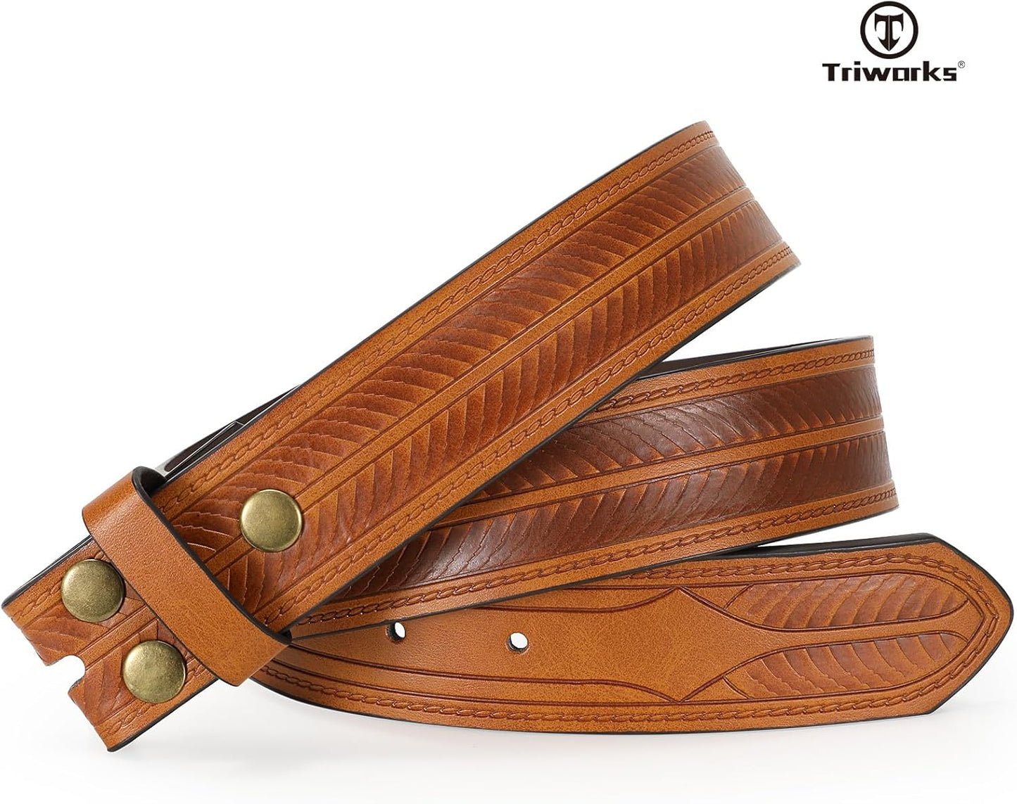 Western Belts for Men without Buckle Cowboy Cowgirl Leather Belts Strap for Jeans