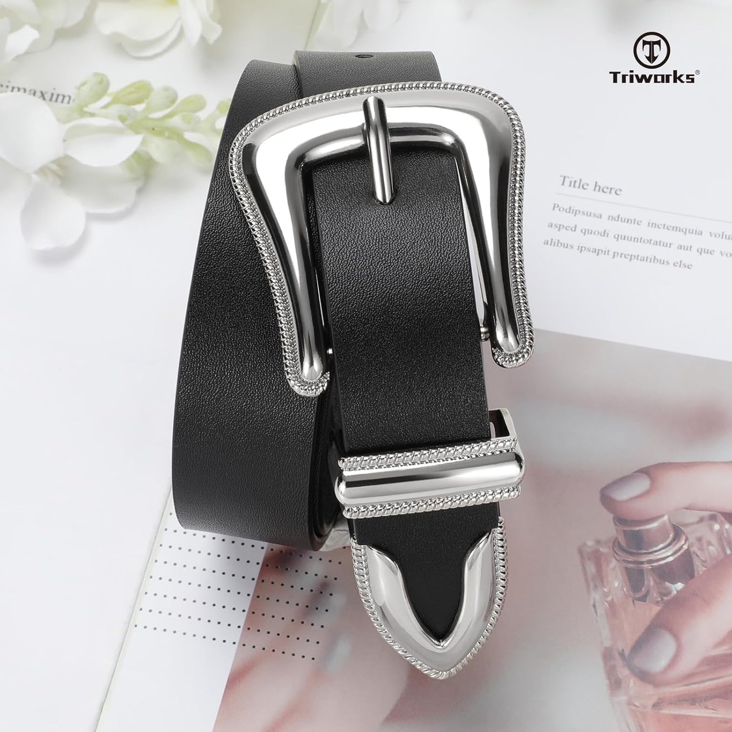 Women Leather Belt Fashion Leather Waist Belt for Pants Jean Ladies Western Leather Belt