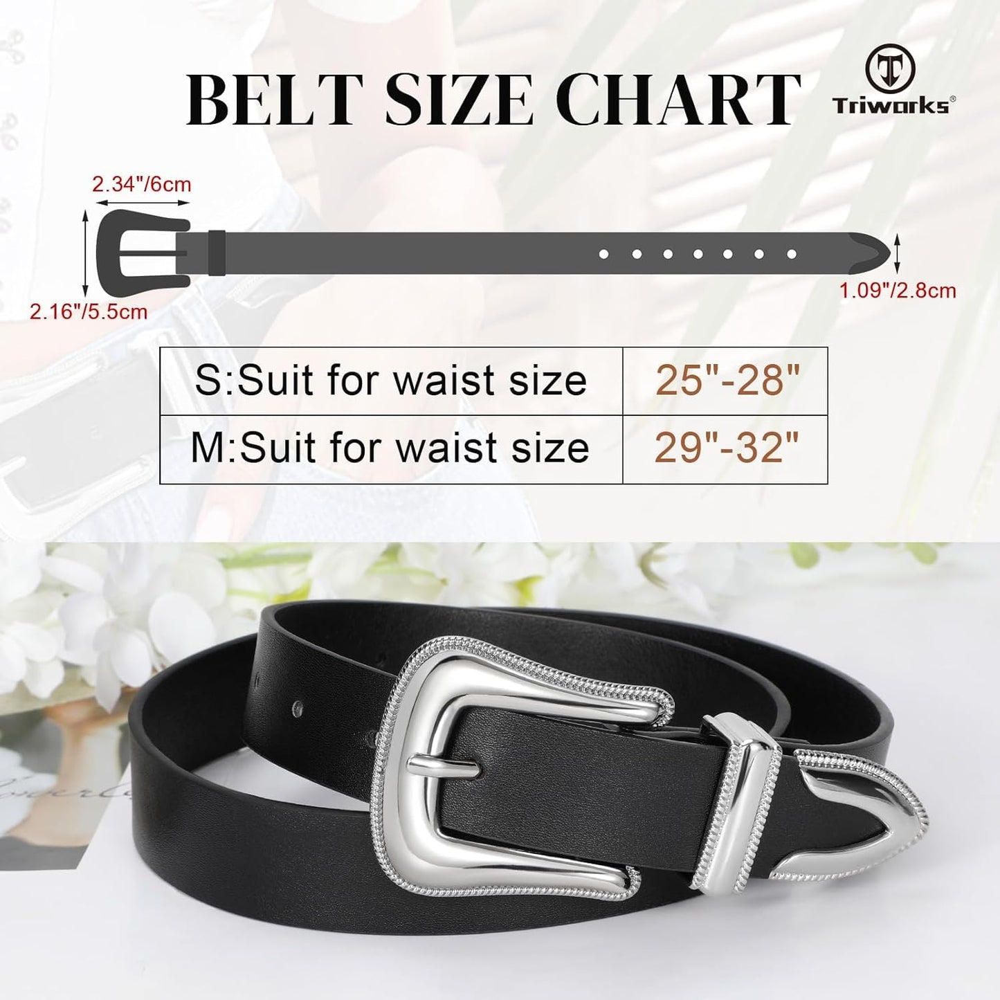 Women Leather Belt Fashion Leather Waist Belt for Pants Jean Ladies Western Leather Belt