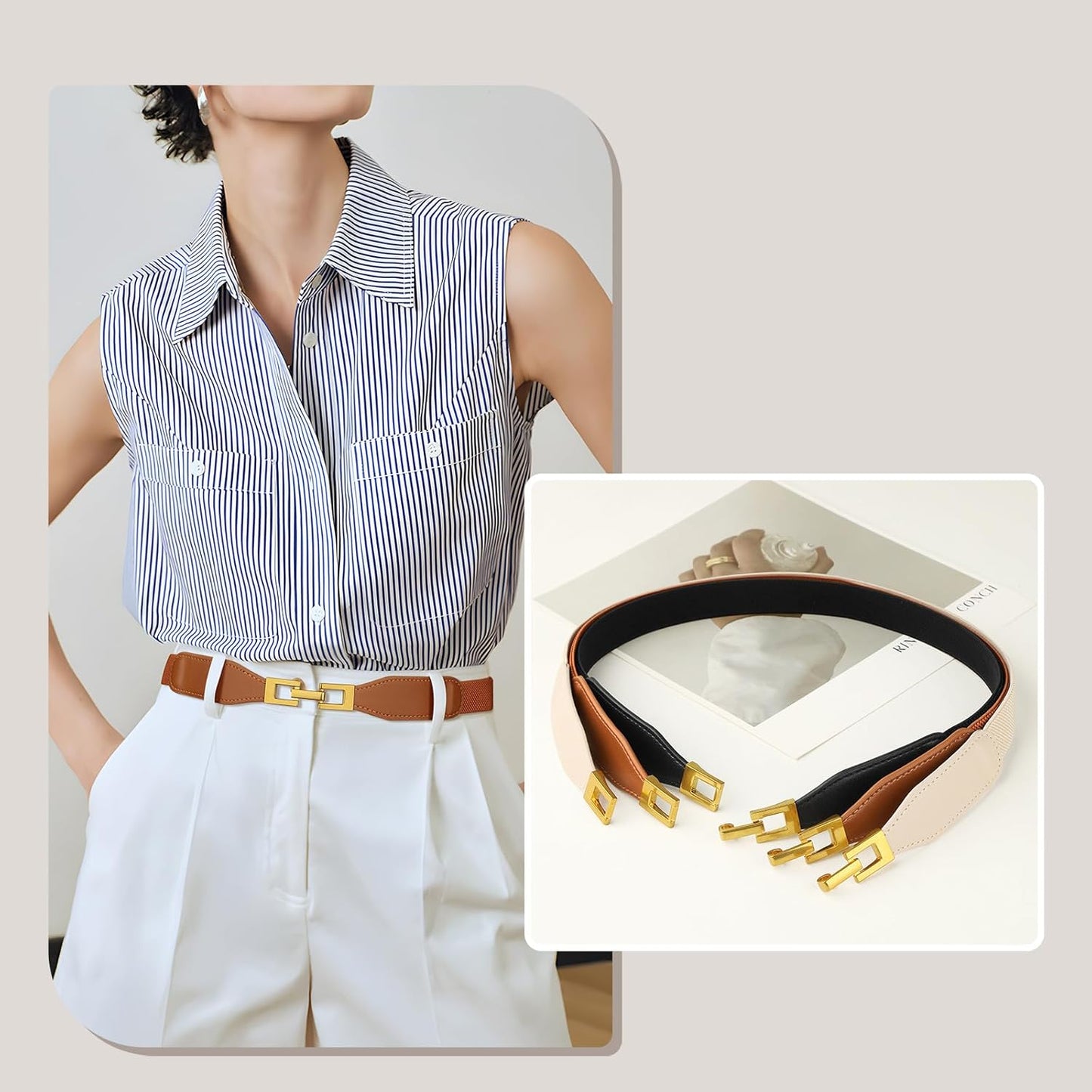 3 Pack Women Skinny Elastic Belts for Dress Waist Belt for Pants Stretch Thin Belt
